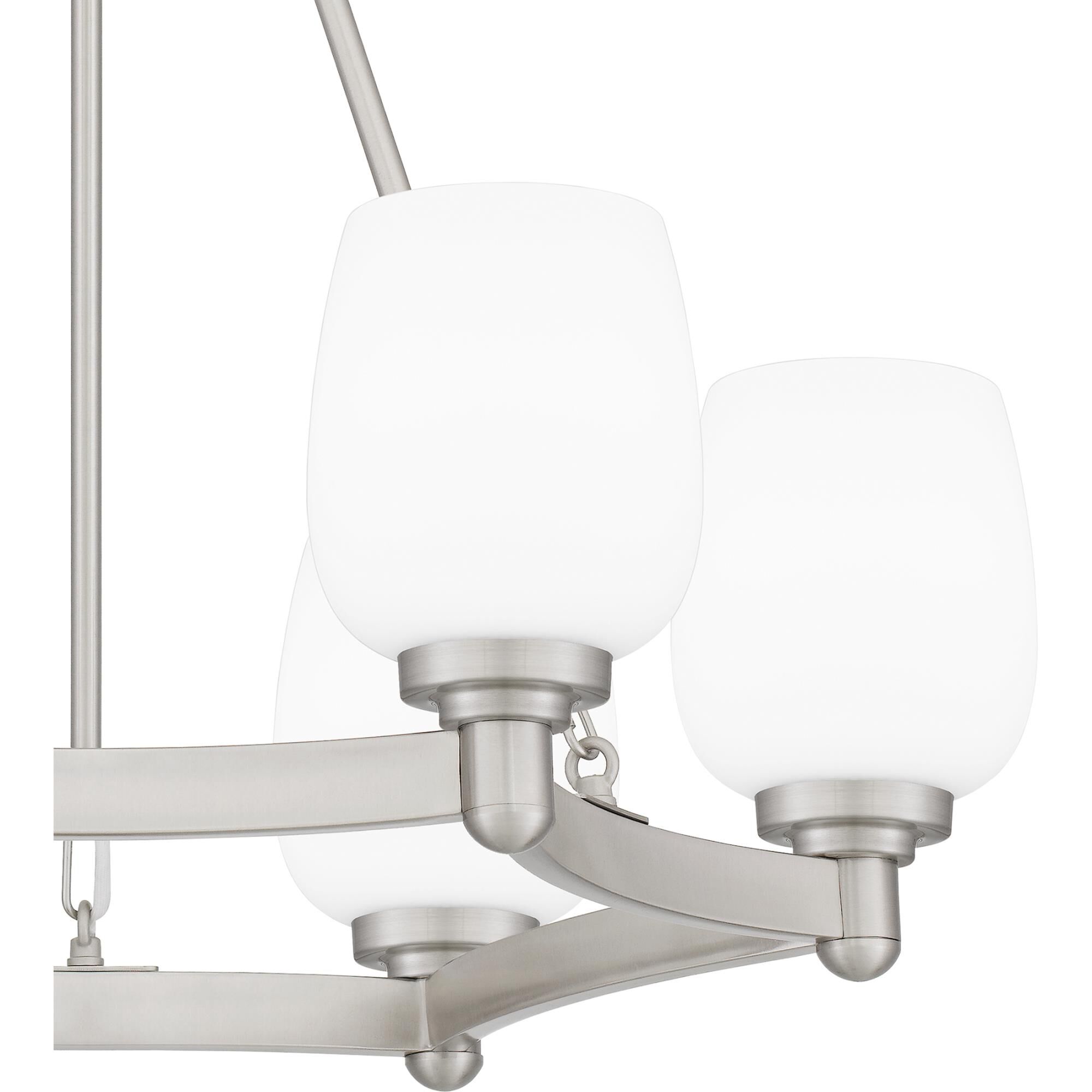 Shown in Brushed Nickel finish and Opal Etched Glass shade