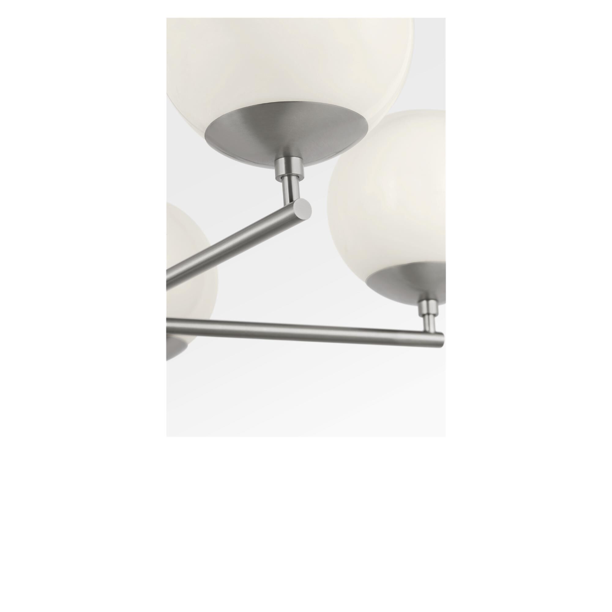 Shown in Brushed Nickel finish and Clear White glass