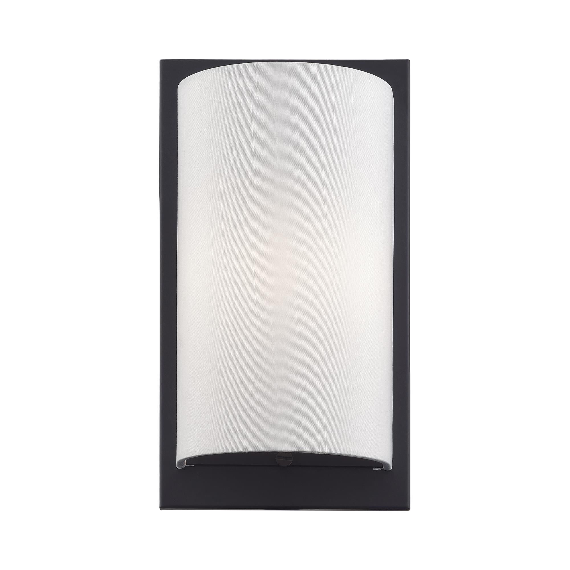 Shown in Black finish and Hand Crafted Off-White Fabric Hardback shade