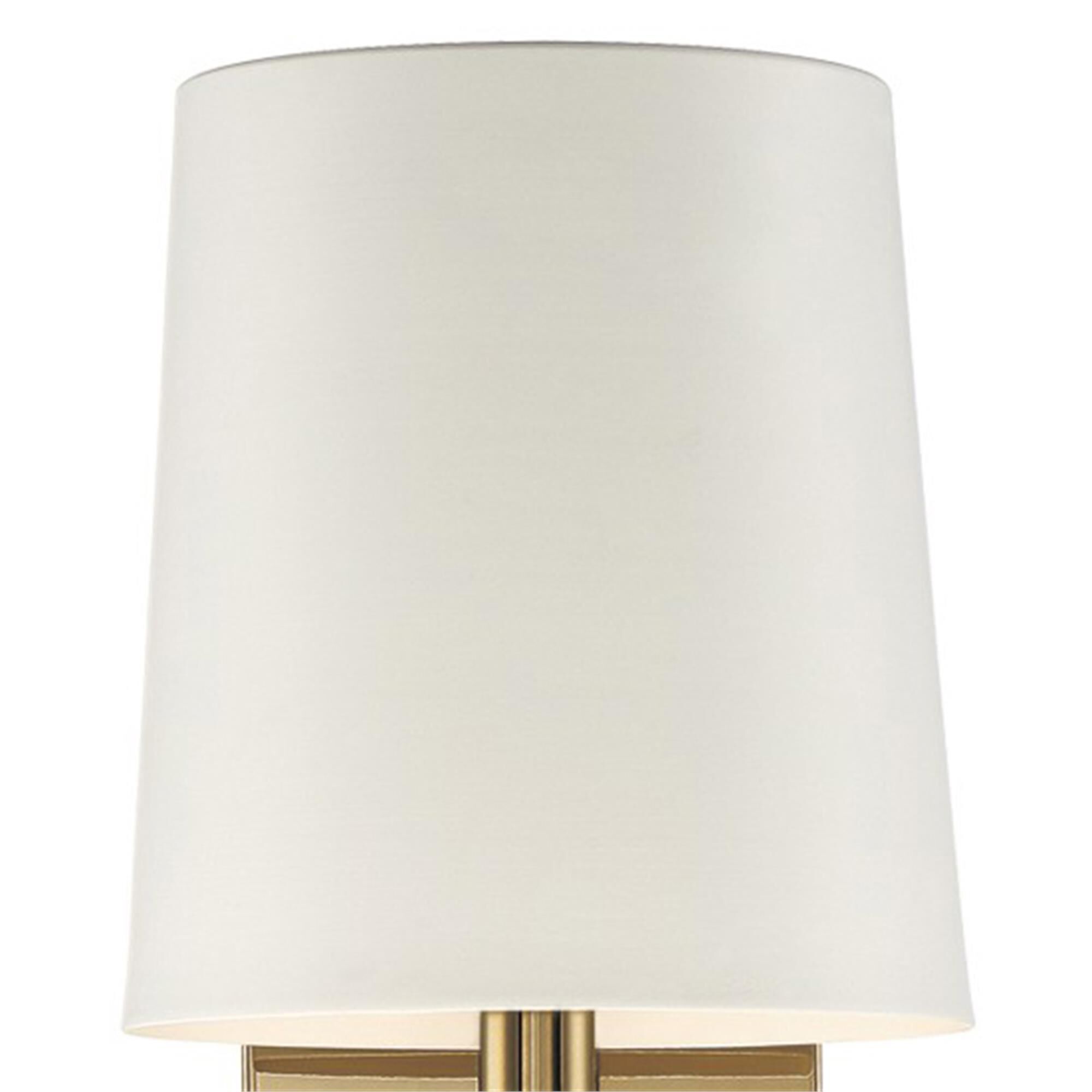 Shown in Vibrant Gold finish and Silk glass and White shade