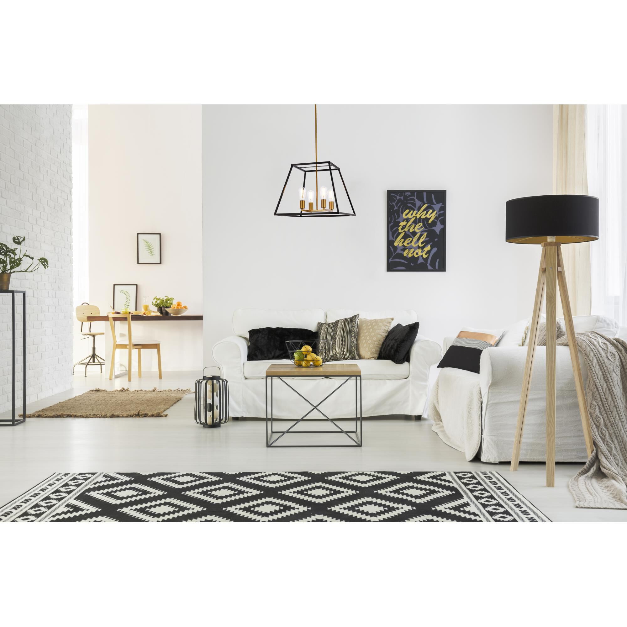 Shown in Black and Brass finish