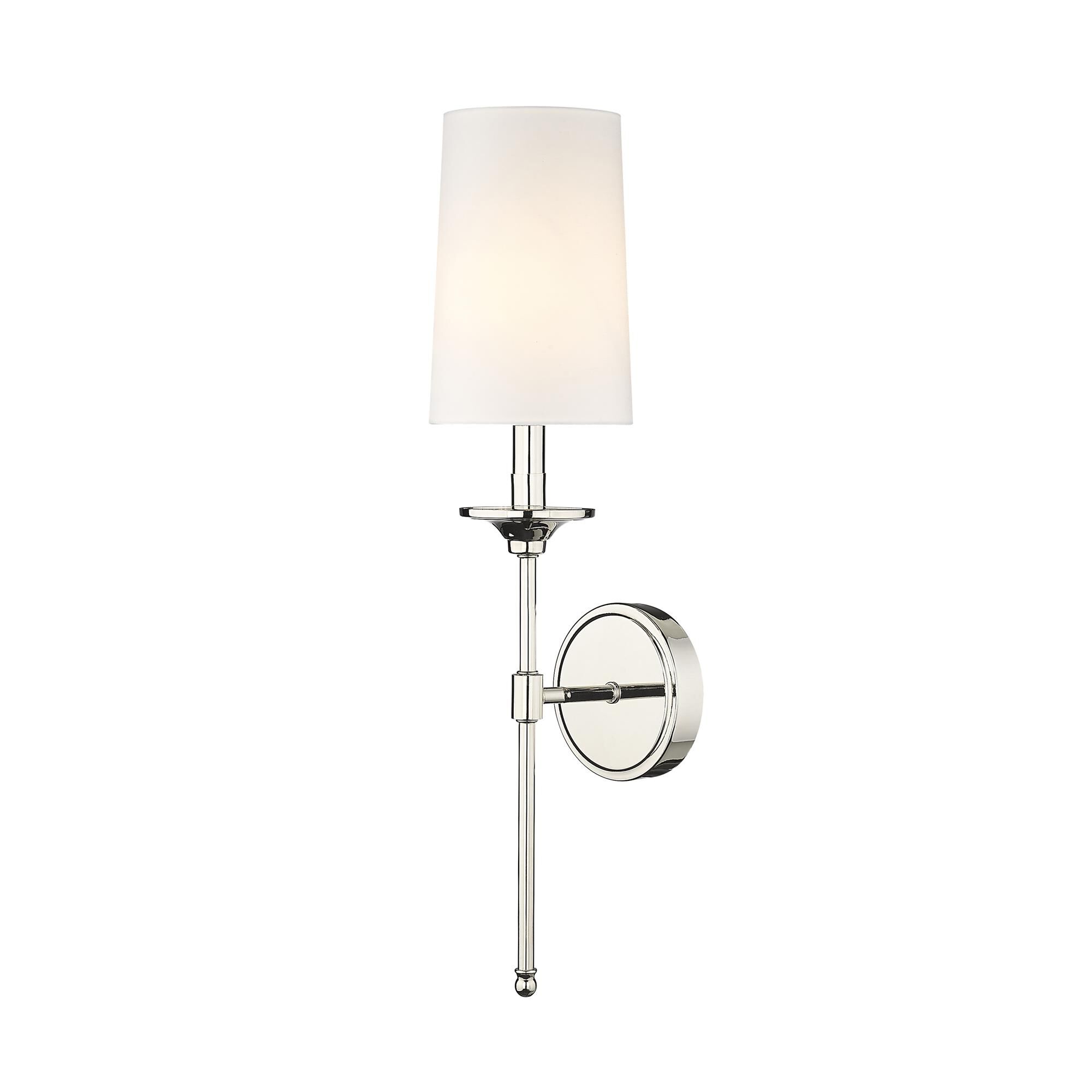 Shown in Polished Nickel finish and Cloth Cover glass and Cloth Cover shade