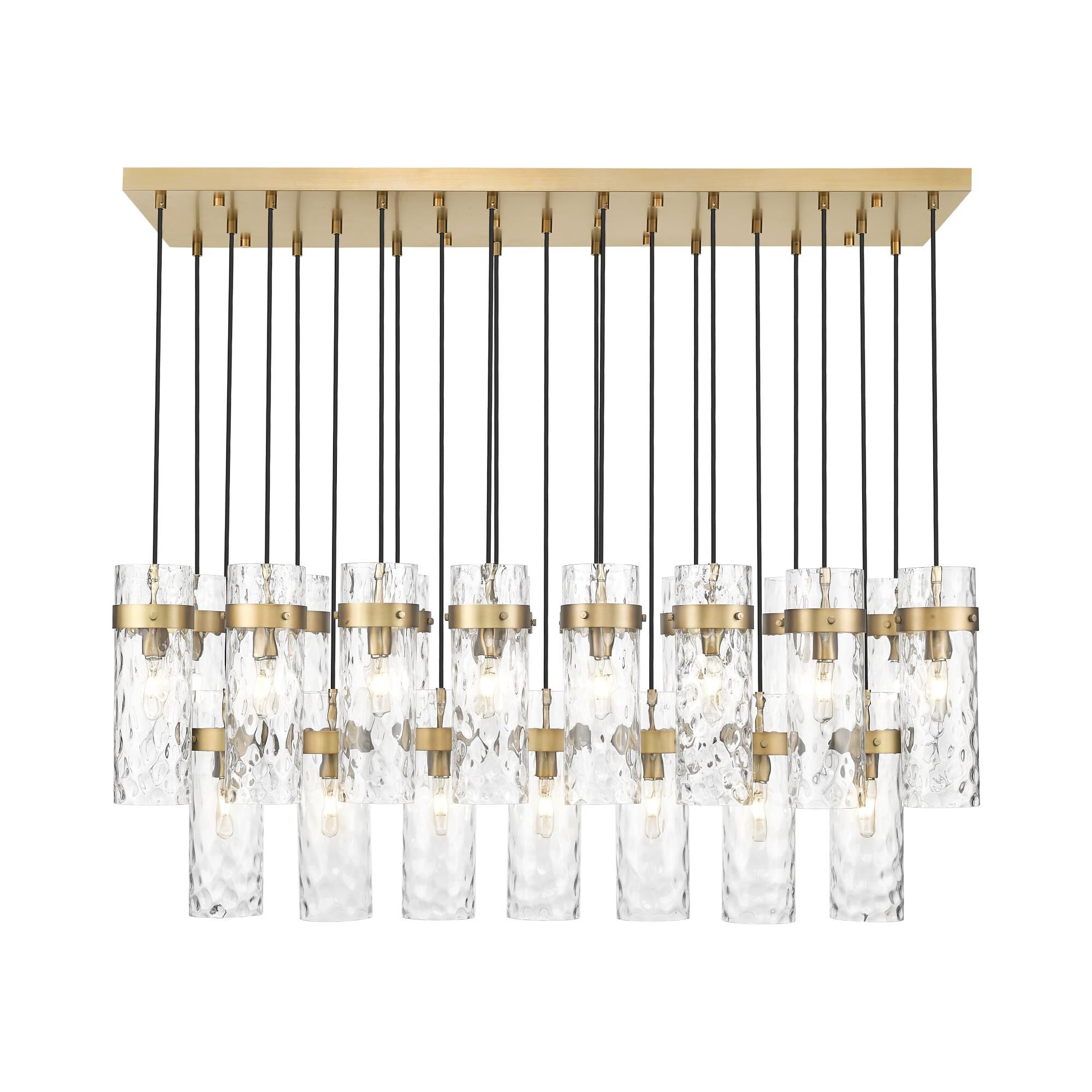 Shown in Rubbed Brass finish and Clear Water glass and Clear Water shade