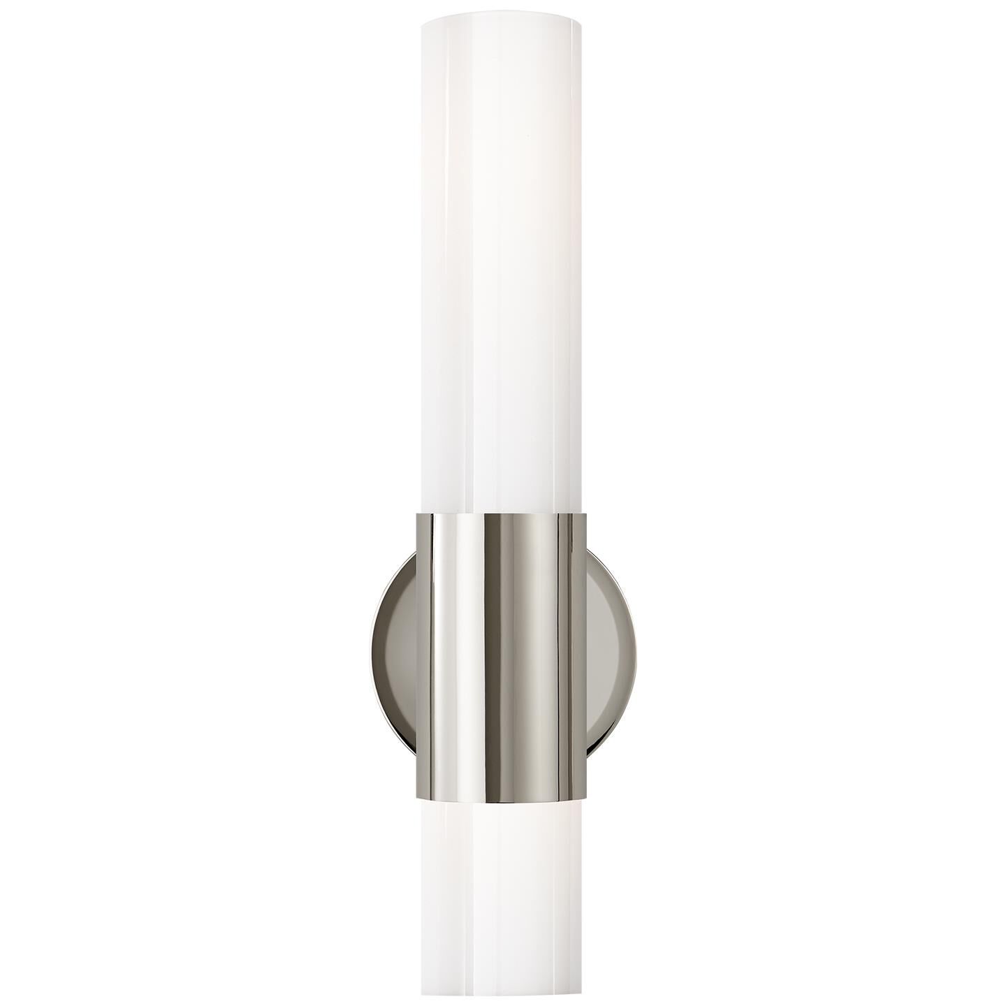 Shown in Polished Nickel finish and White glass
