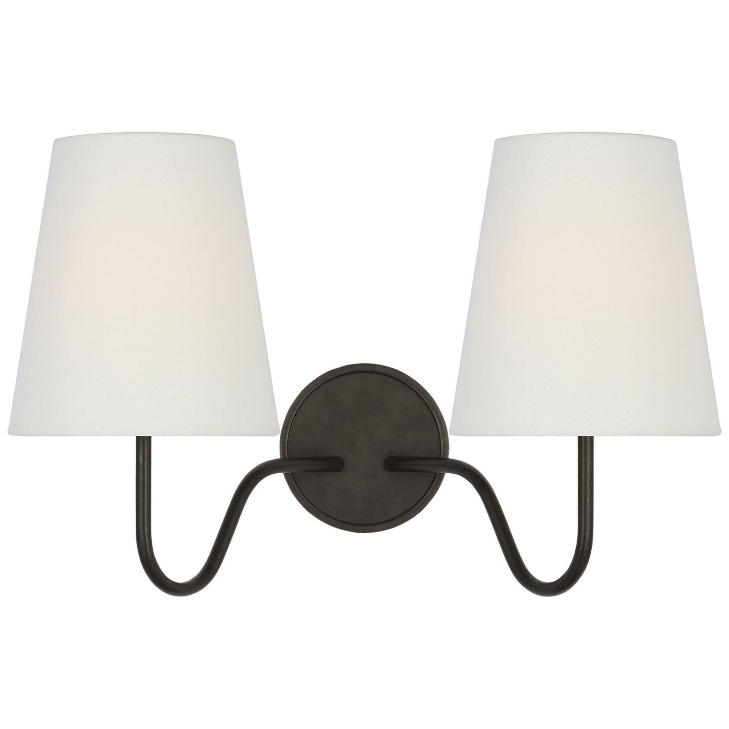 Shown in Aged Iron finish and Linen shade
