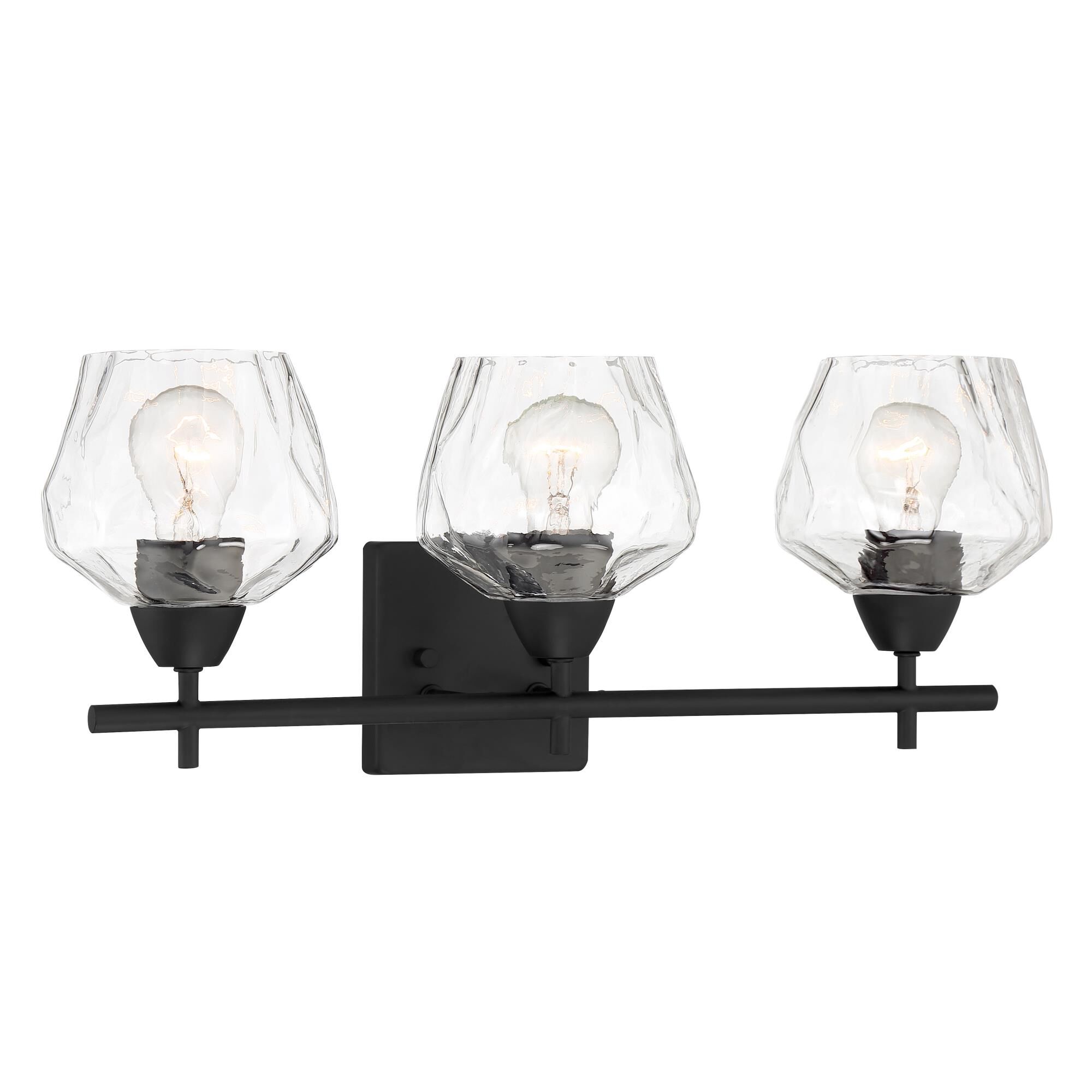 Shown in Coal finish and Clear glass and Glass shade