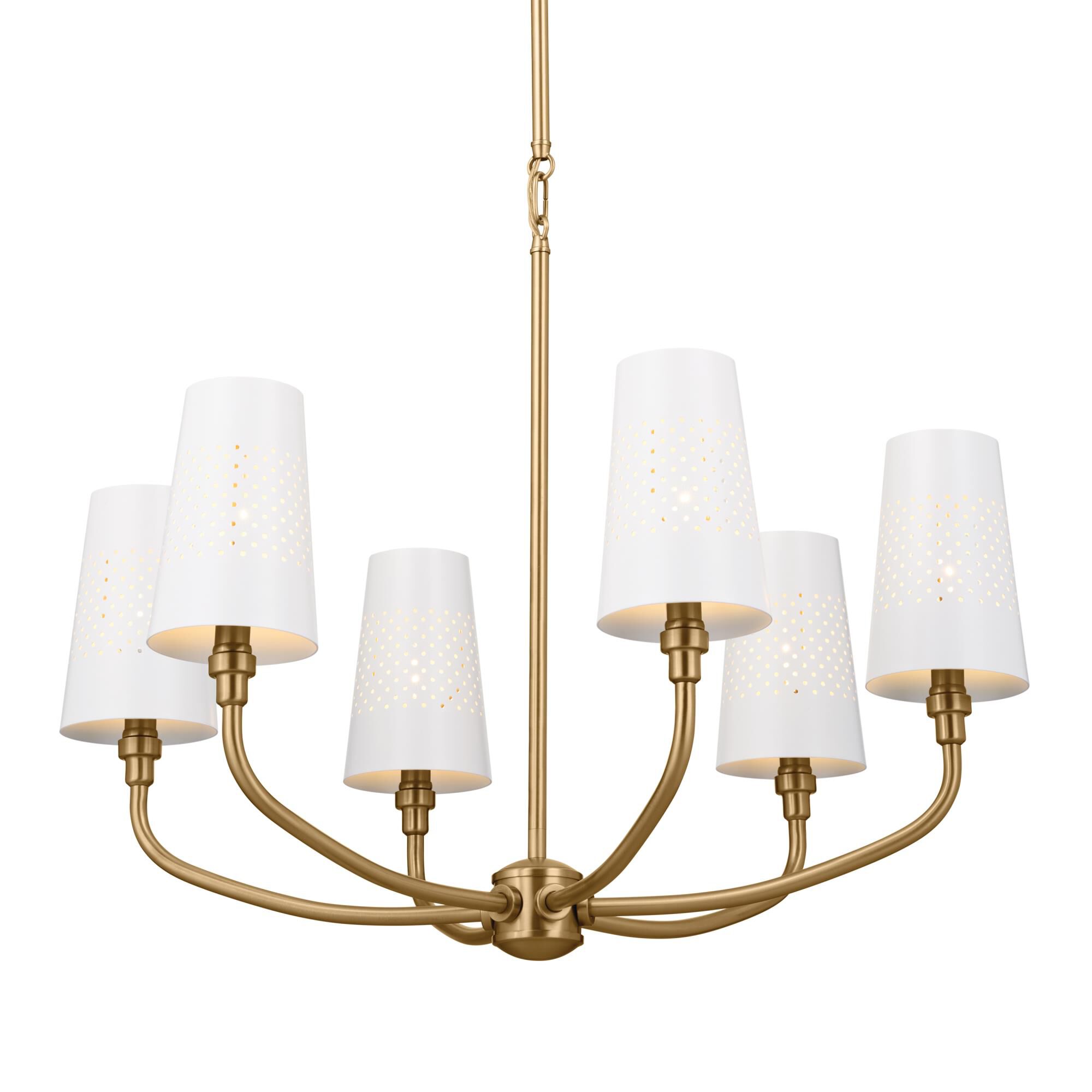 Shown in Brushed Natural Brass finish and Metal and Bell shade