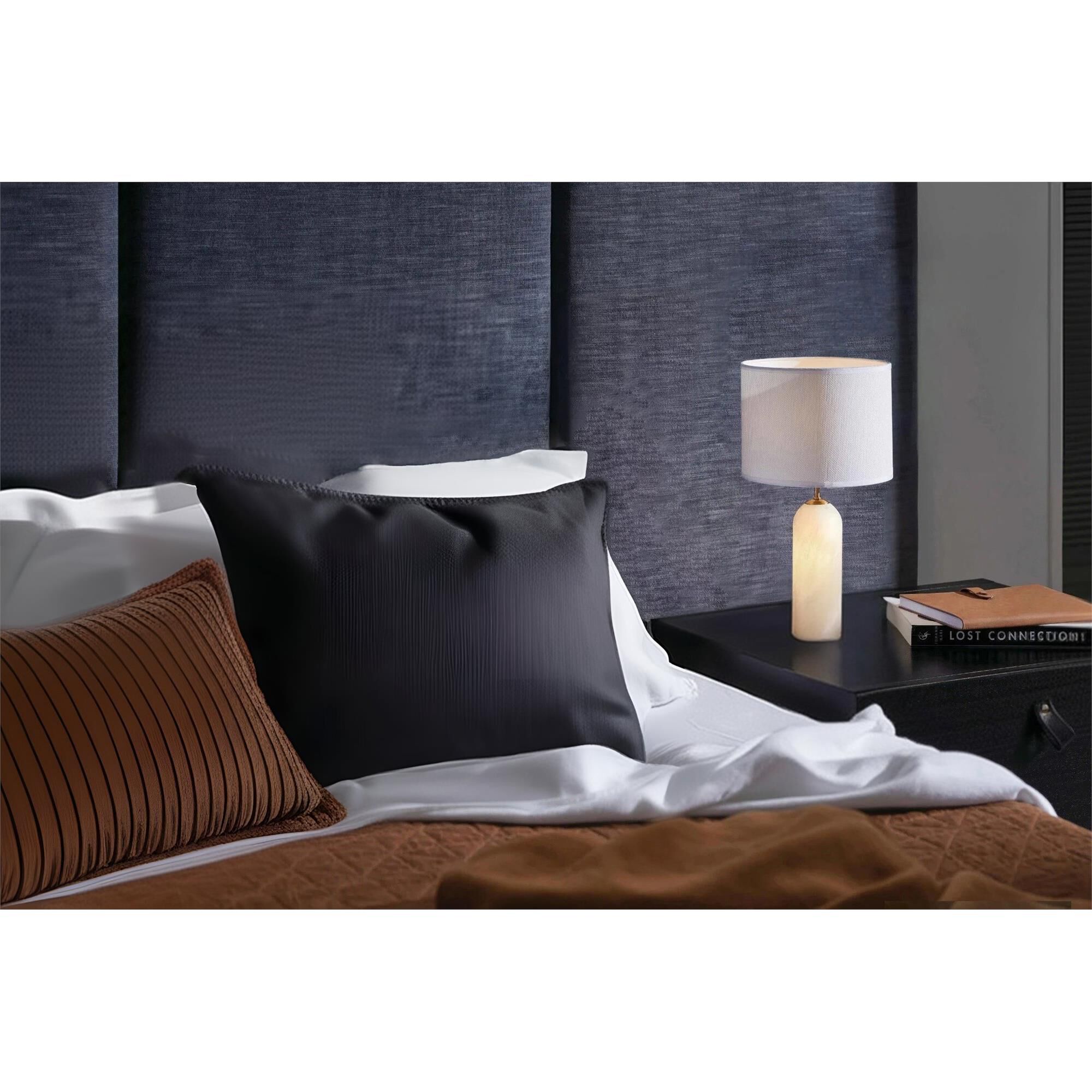 Shown in White finish and White Linen shade