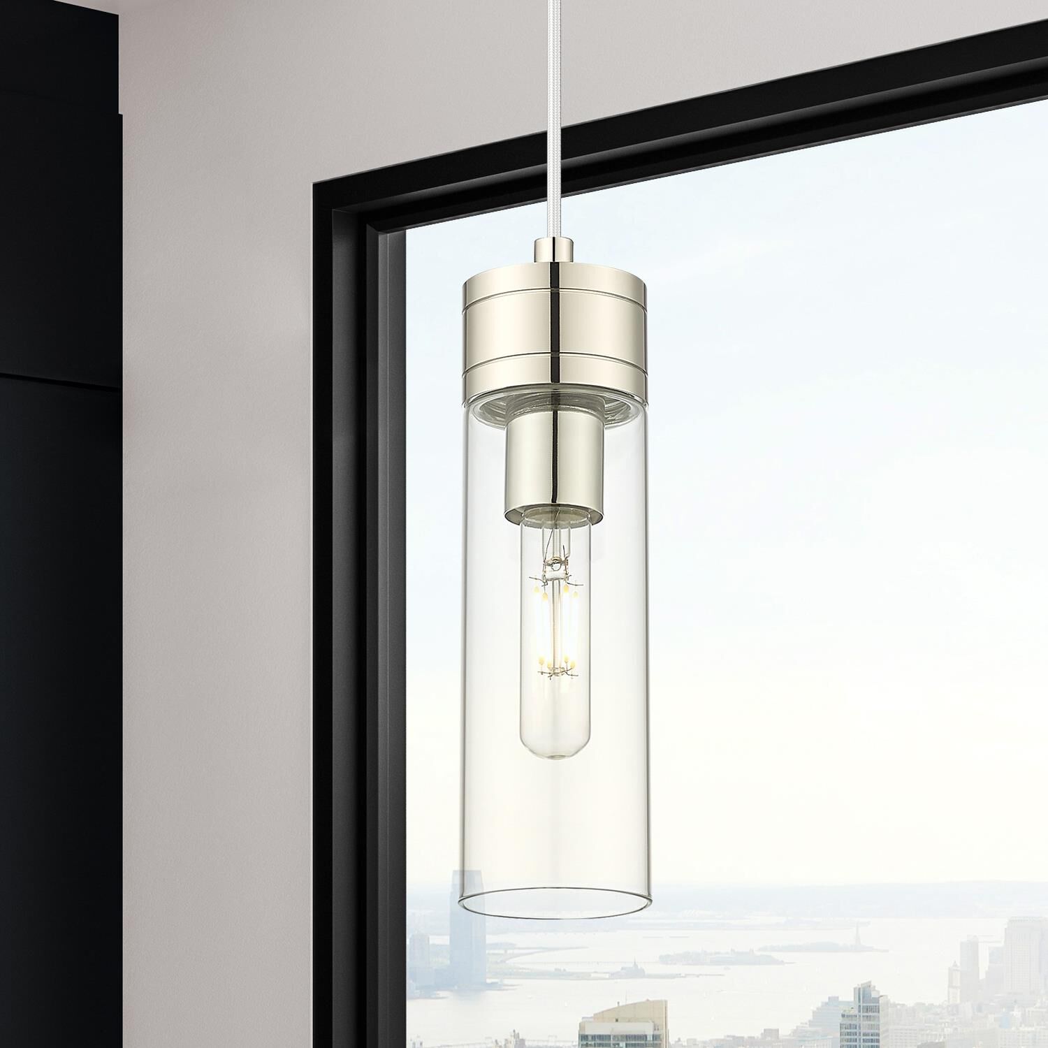 Shown in Polished Nickel finish and Clear glass