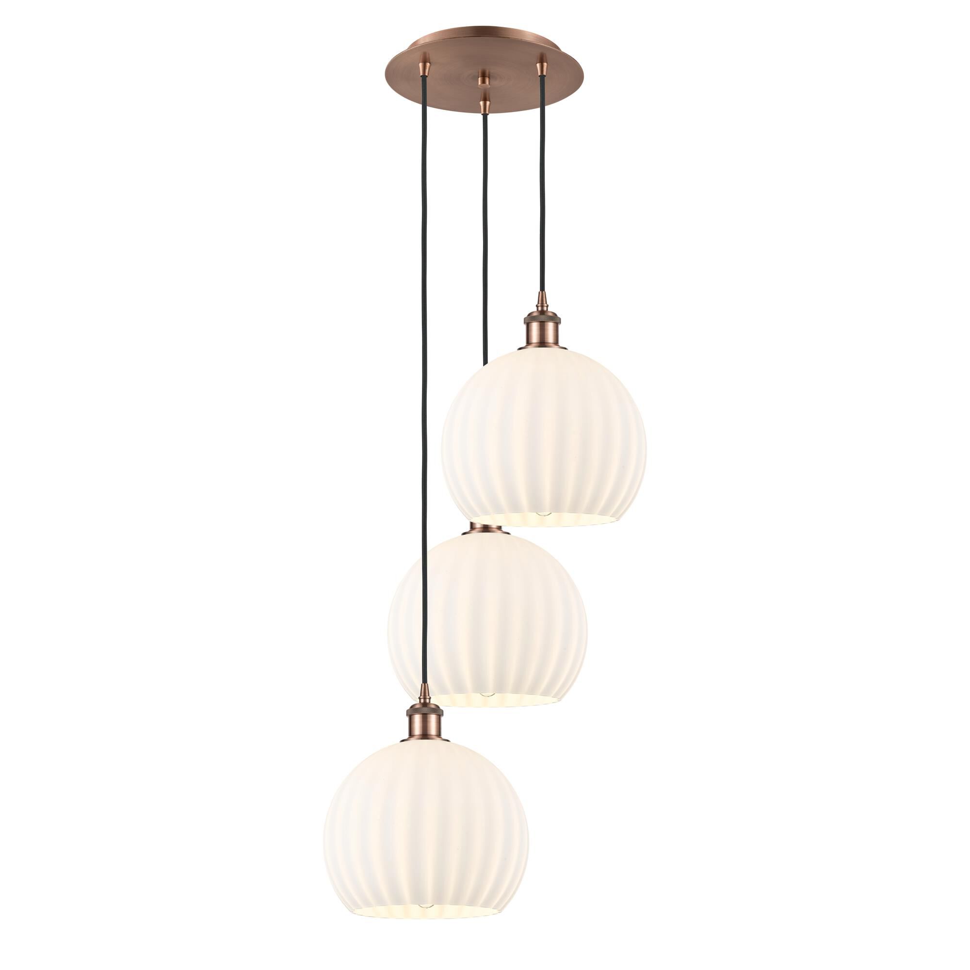 Shown in Antique Copper finish and White Venetian glass