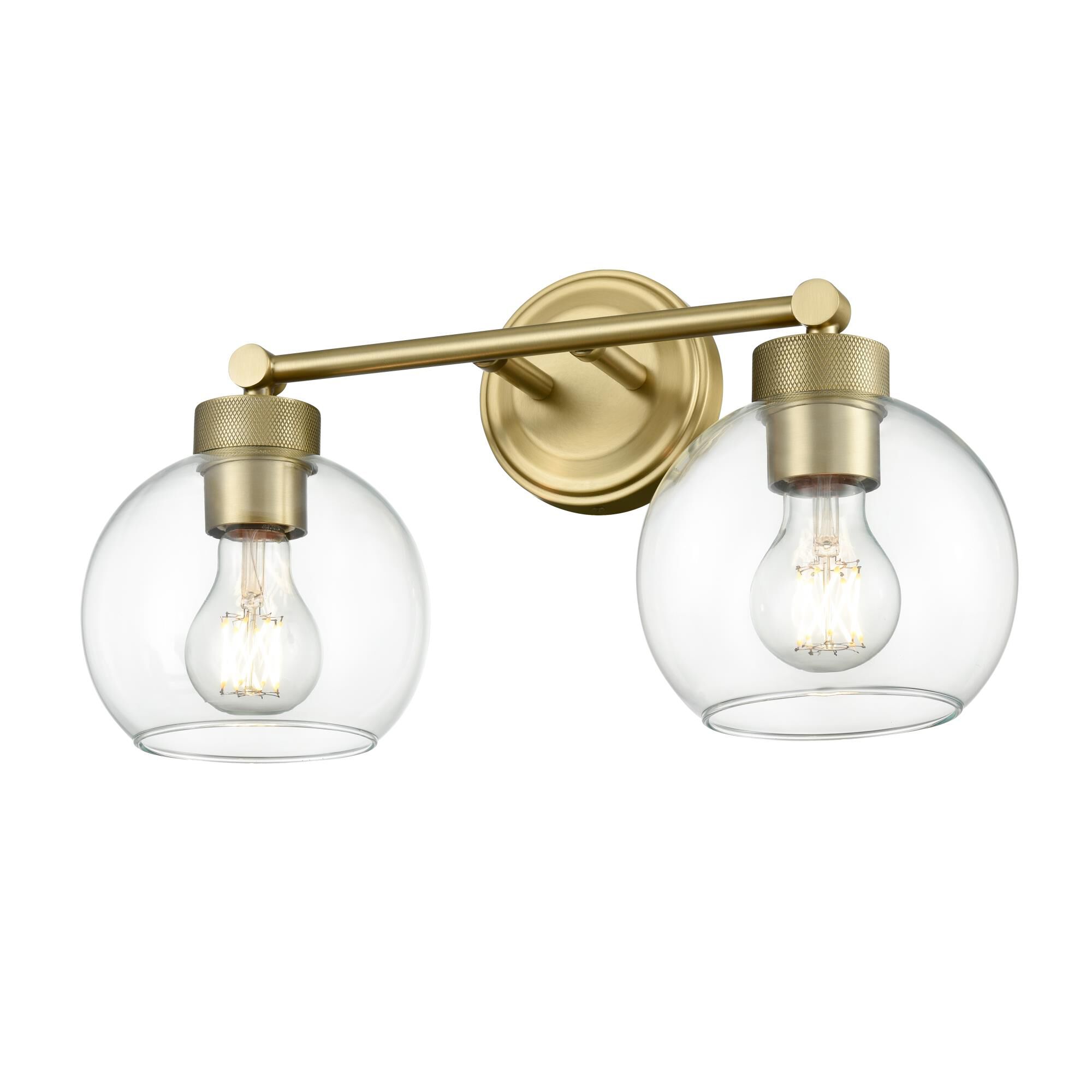 Shown in Vintage Brass finish and Clear glass