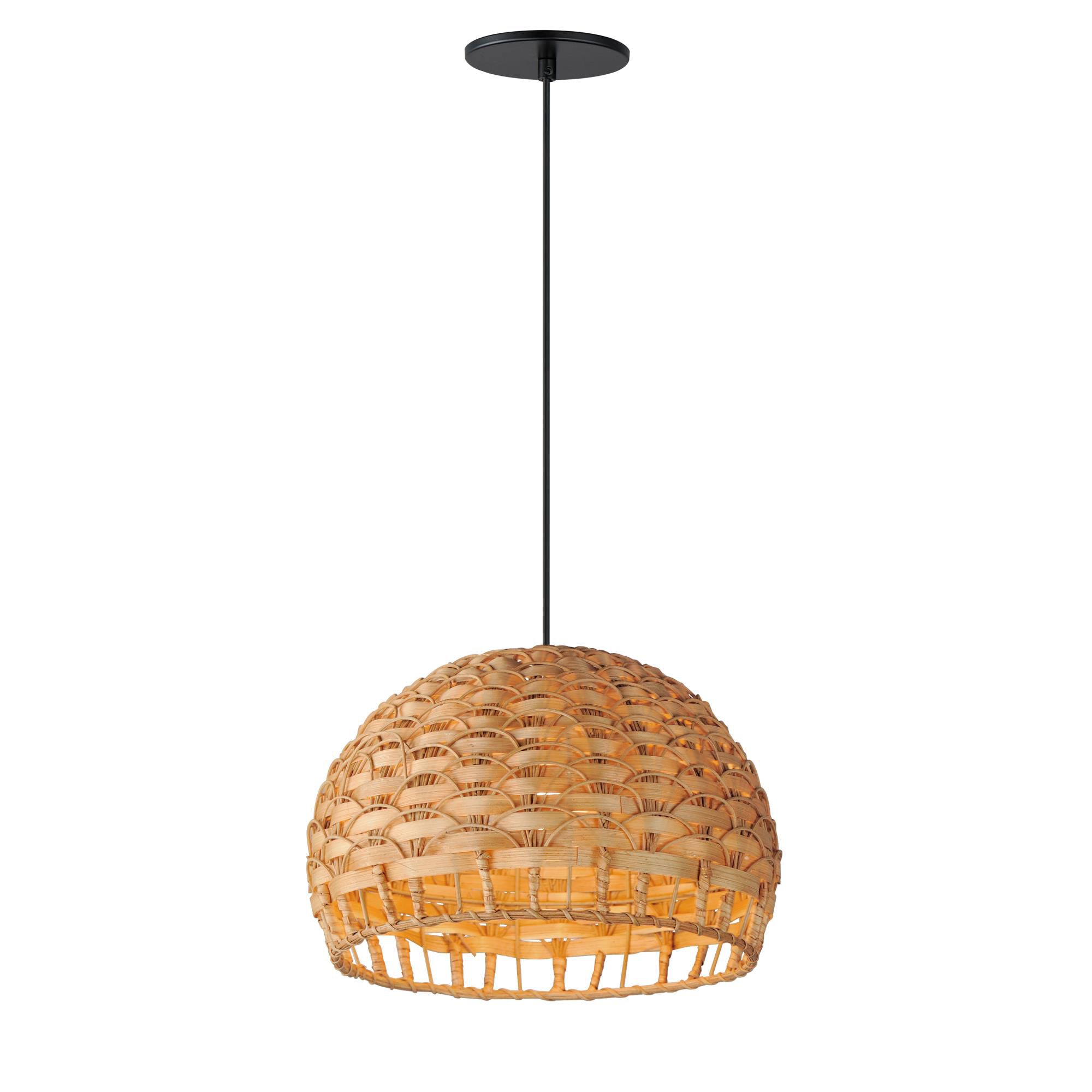 Shown in Black finish and Steel,Bamboo,Rattan shade