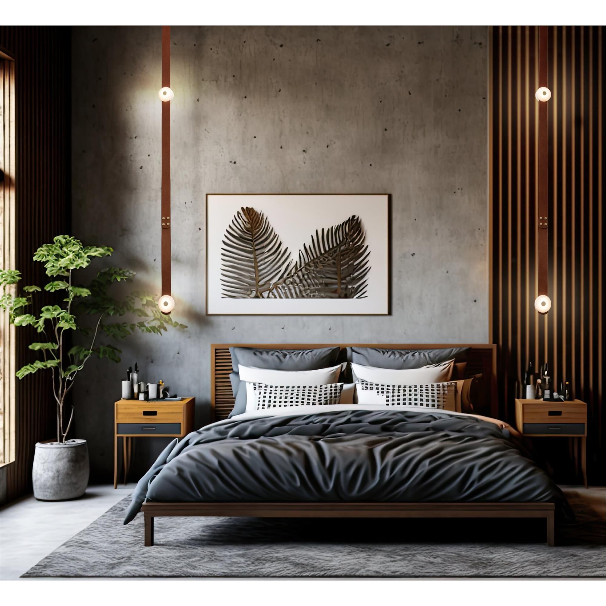 Shown in Modern Brass finish and Alabaster shade and Chestnut accent