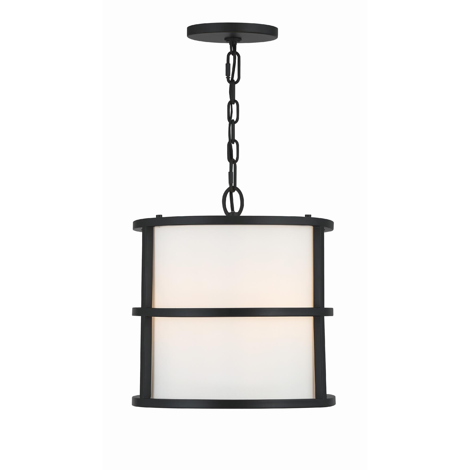 Shown in Matte Black finish and Fabric glass and White shade