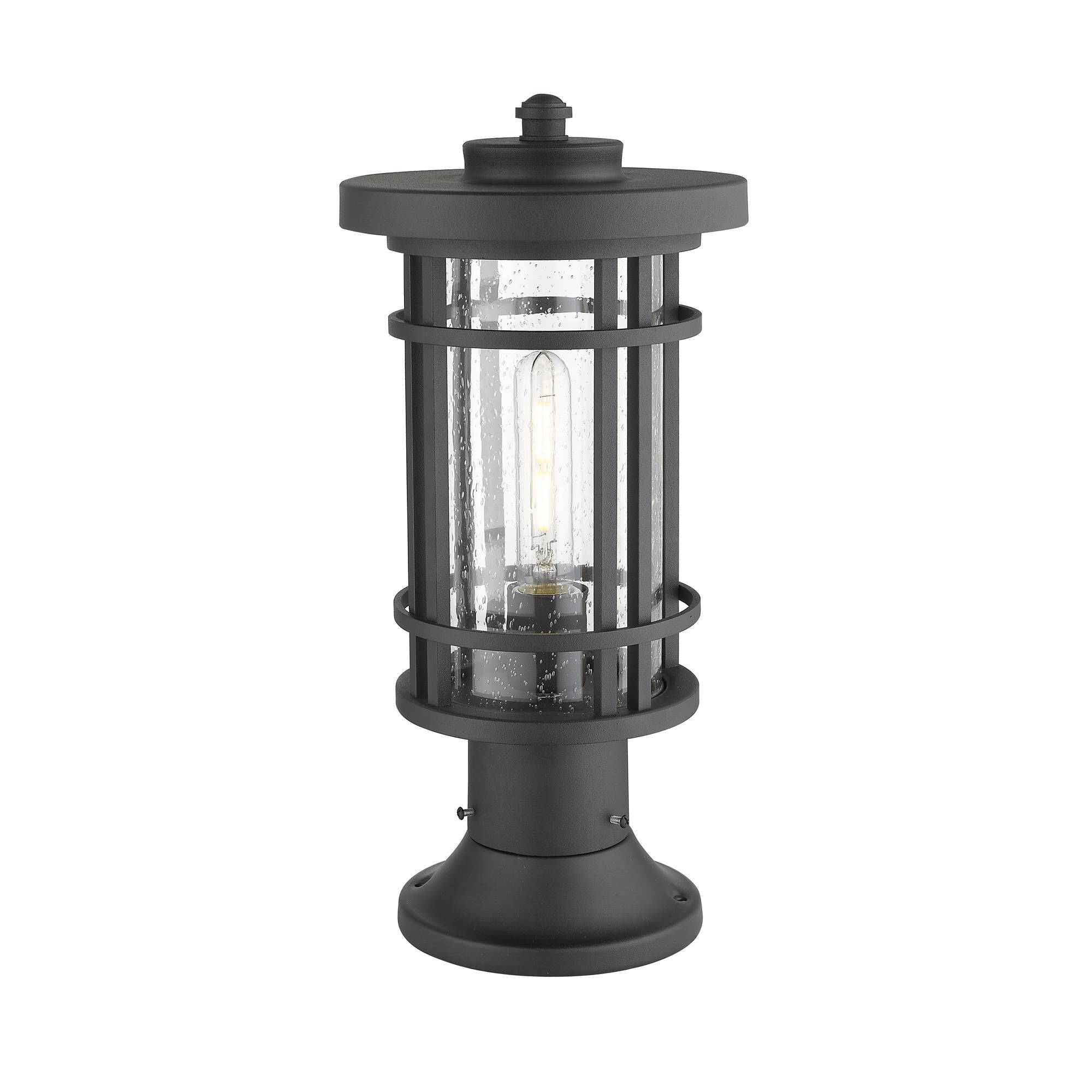 Shown in Black finish and Glass shade