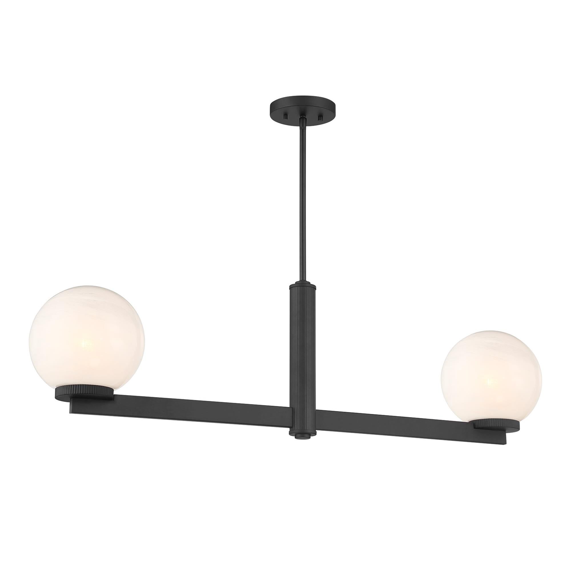 Shown in Matte Black finish and White Strie glass