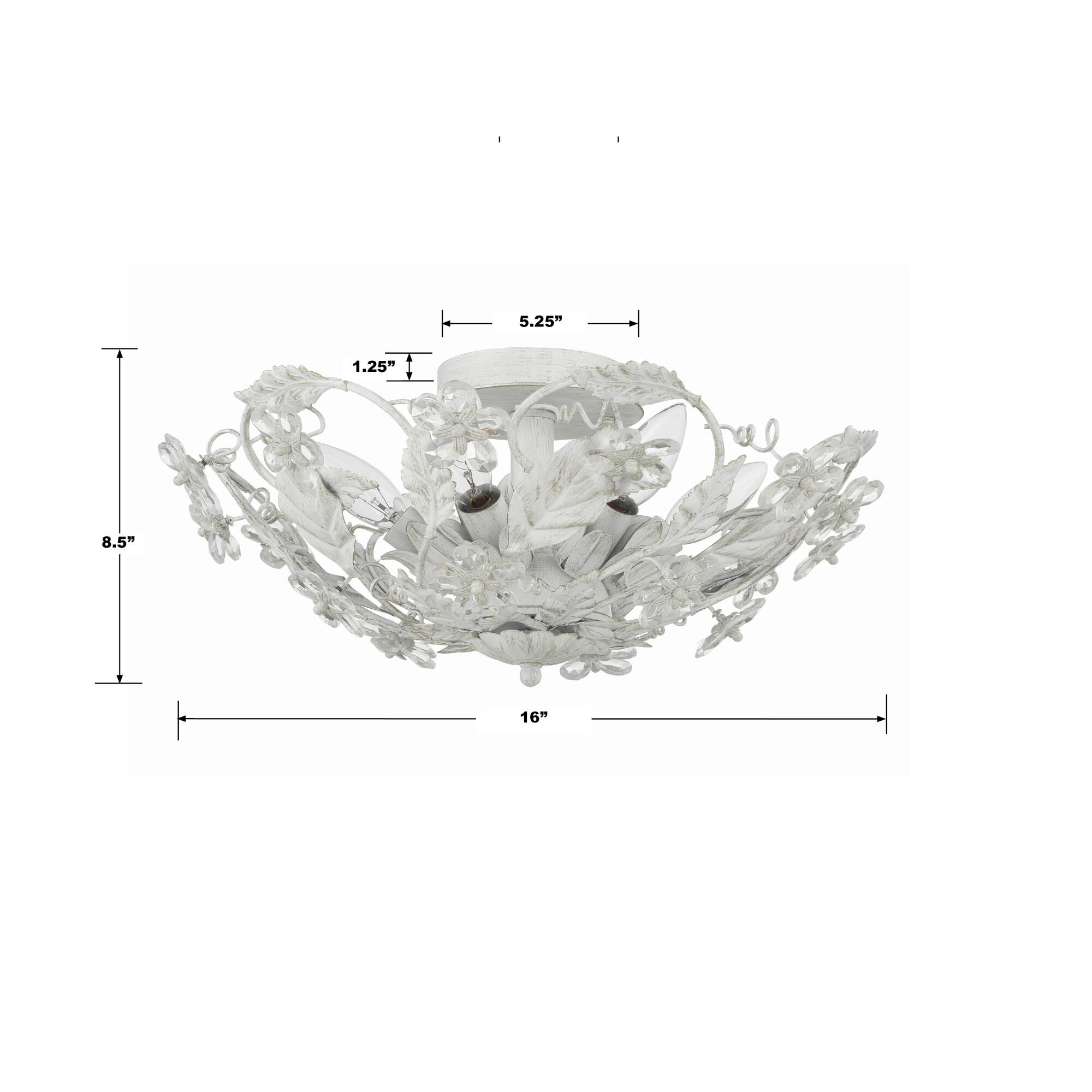 Shown in Antique White finish and Clear Hand Cut crystal