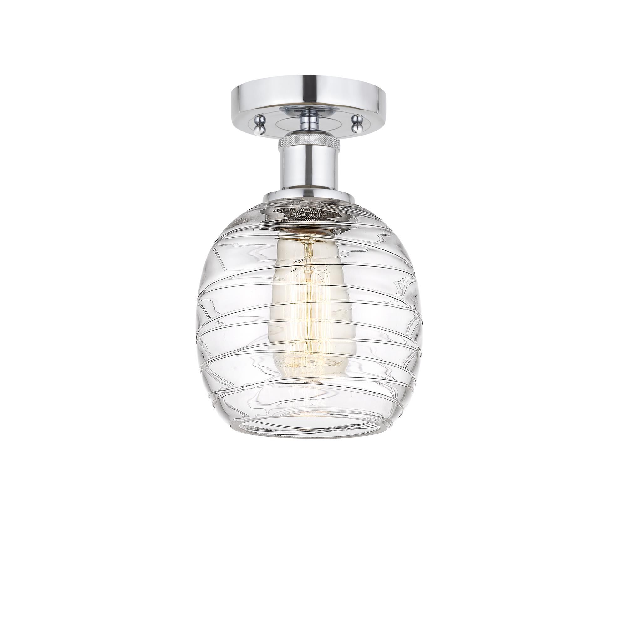 Shown in Polished Chrome finish and Deco Swirl glass