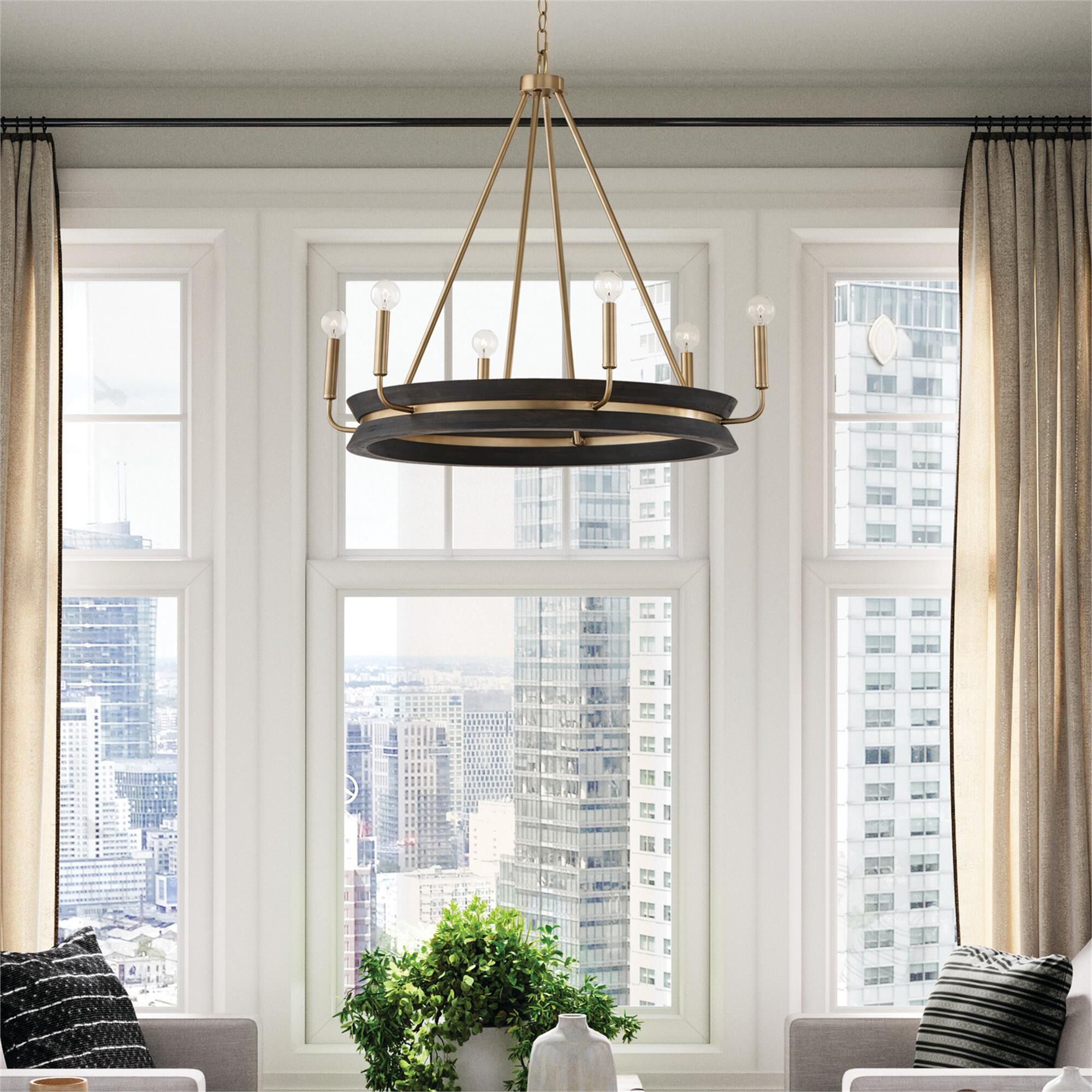 Finn 31 Inch 6 Light Chandelier,