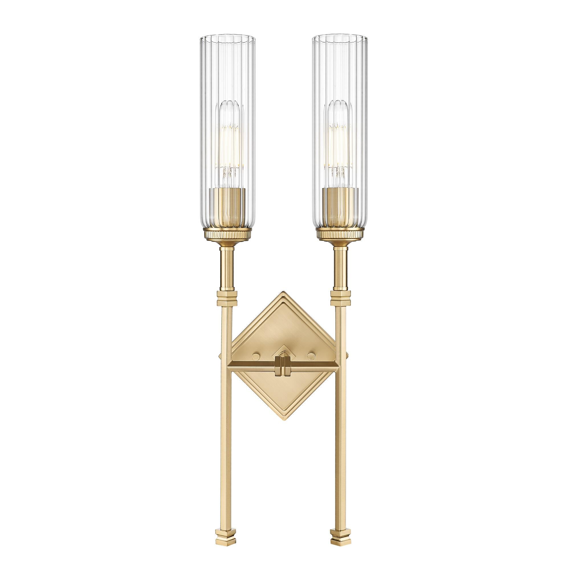 Shown in Modern Gold finish and Clear glass