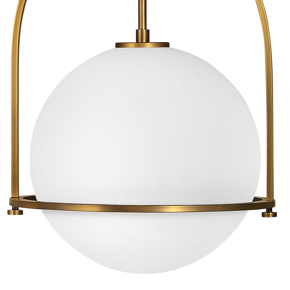 Shown in Heritage Brass finish and Etched Opal glass