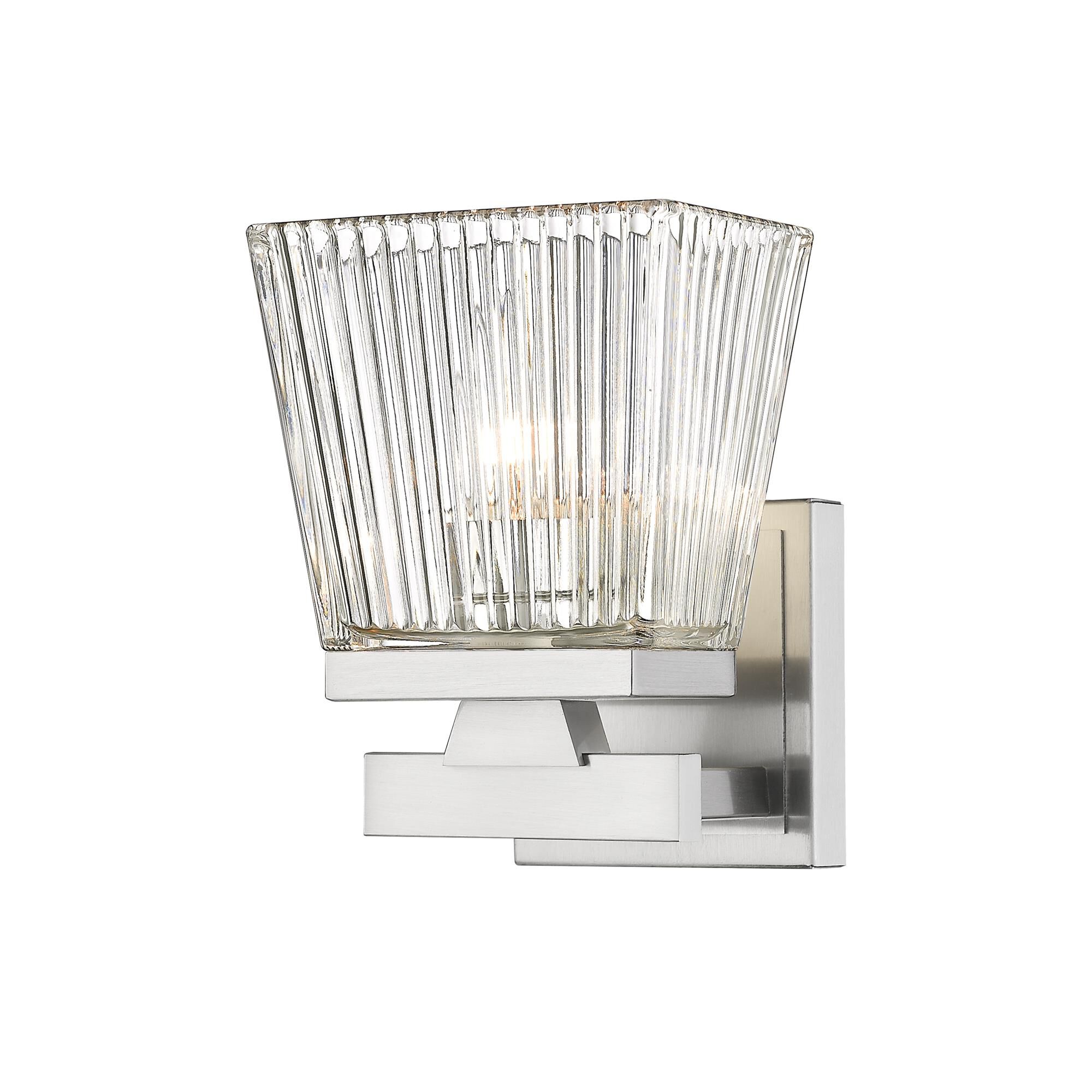 Shown in Brushed Nickel finish and Glass shade