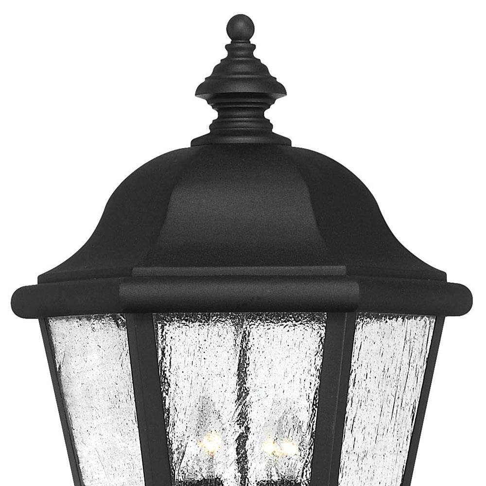 Shown in Black finish and Clear Seedy glass