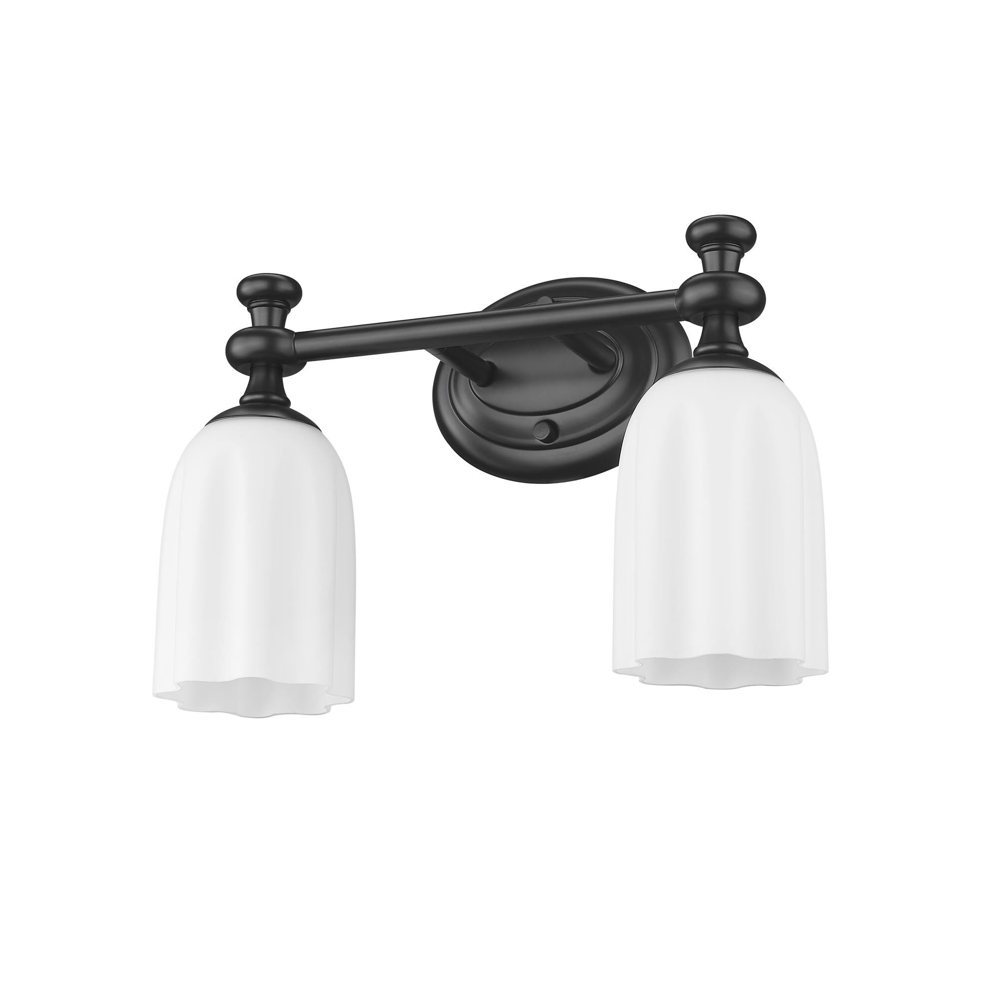 Shown in Matte Black finish and Opal Etched glass and Opal Etched shade
