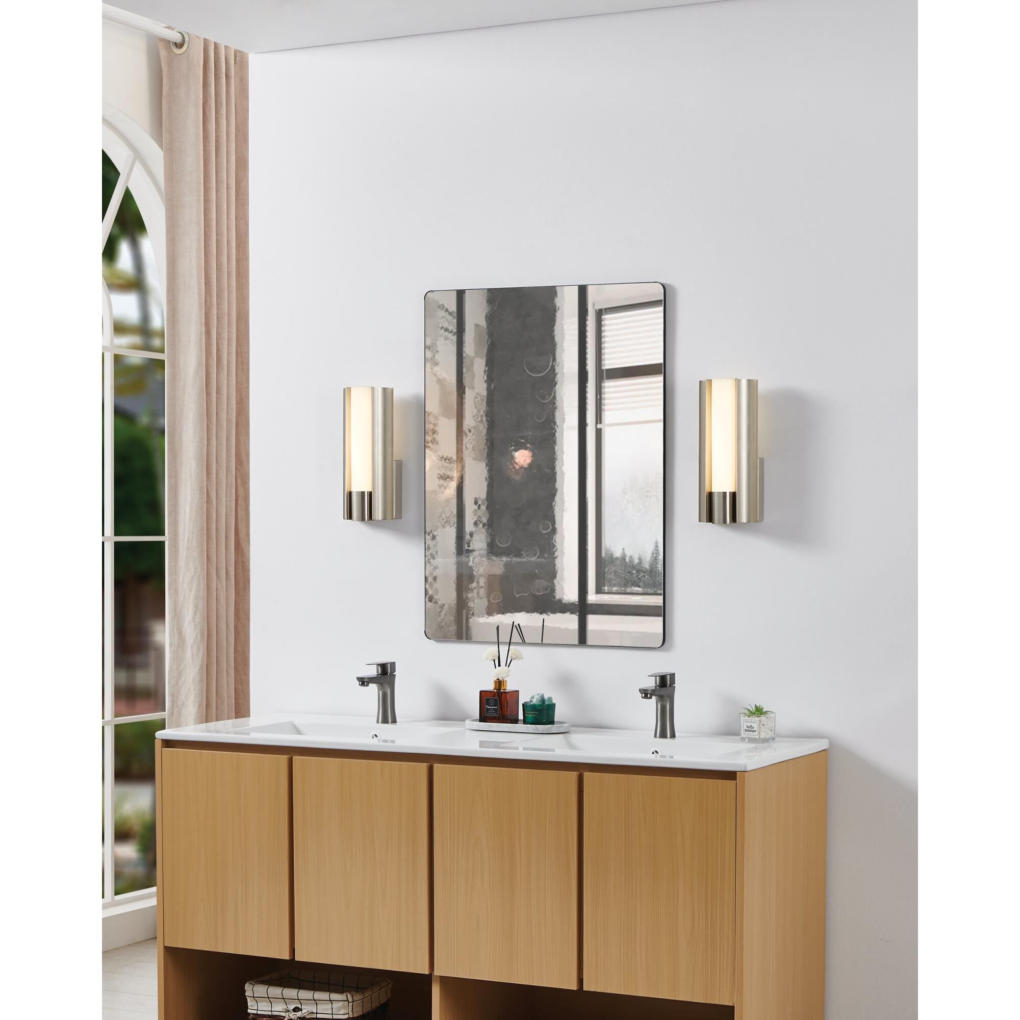 Shown in Brushed Nickel finish and Etched Opal glass