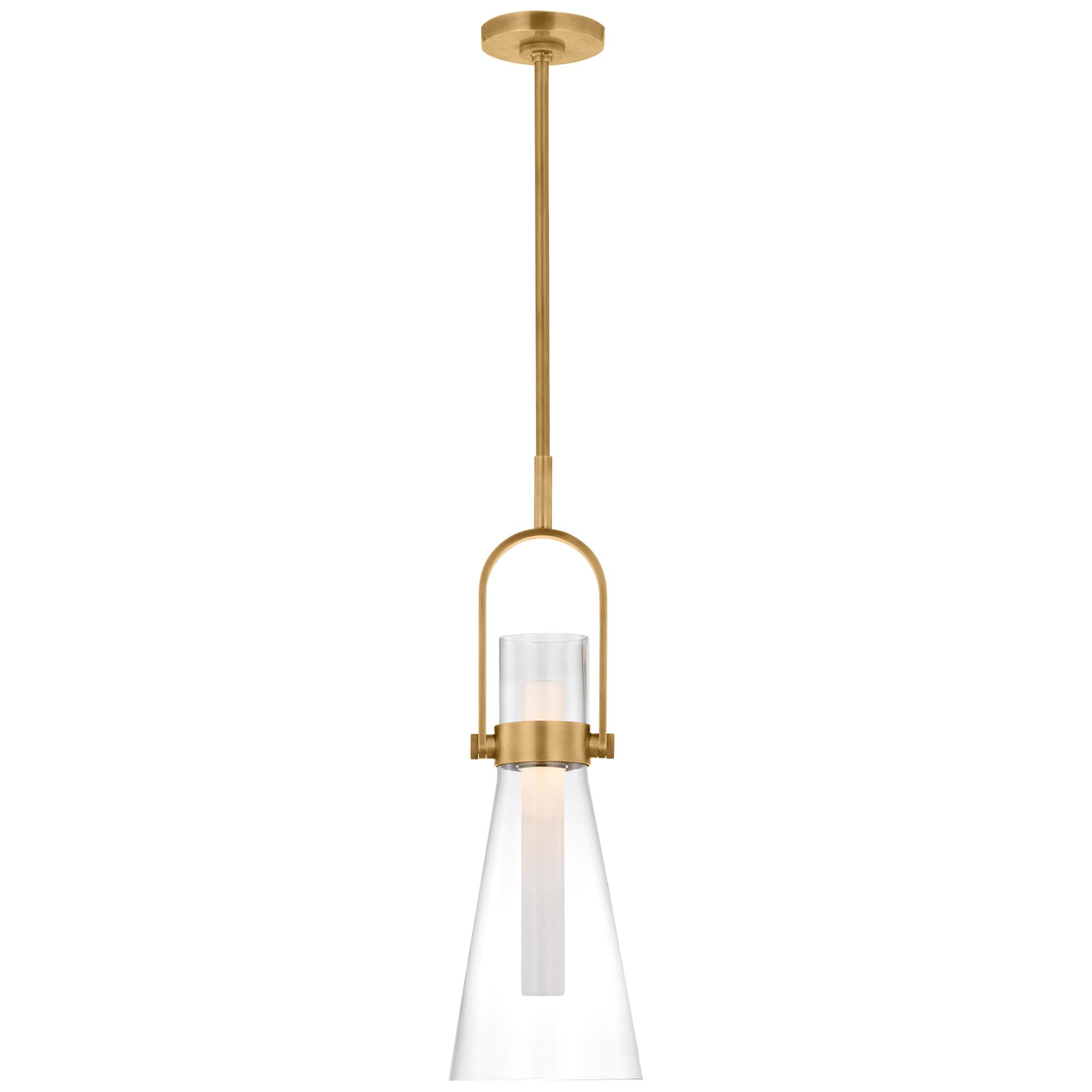Shown in Hand-Rubbed Antique Brass finish and Clear glass