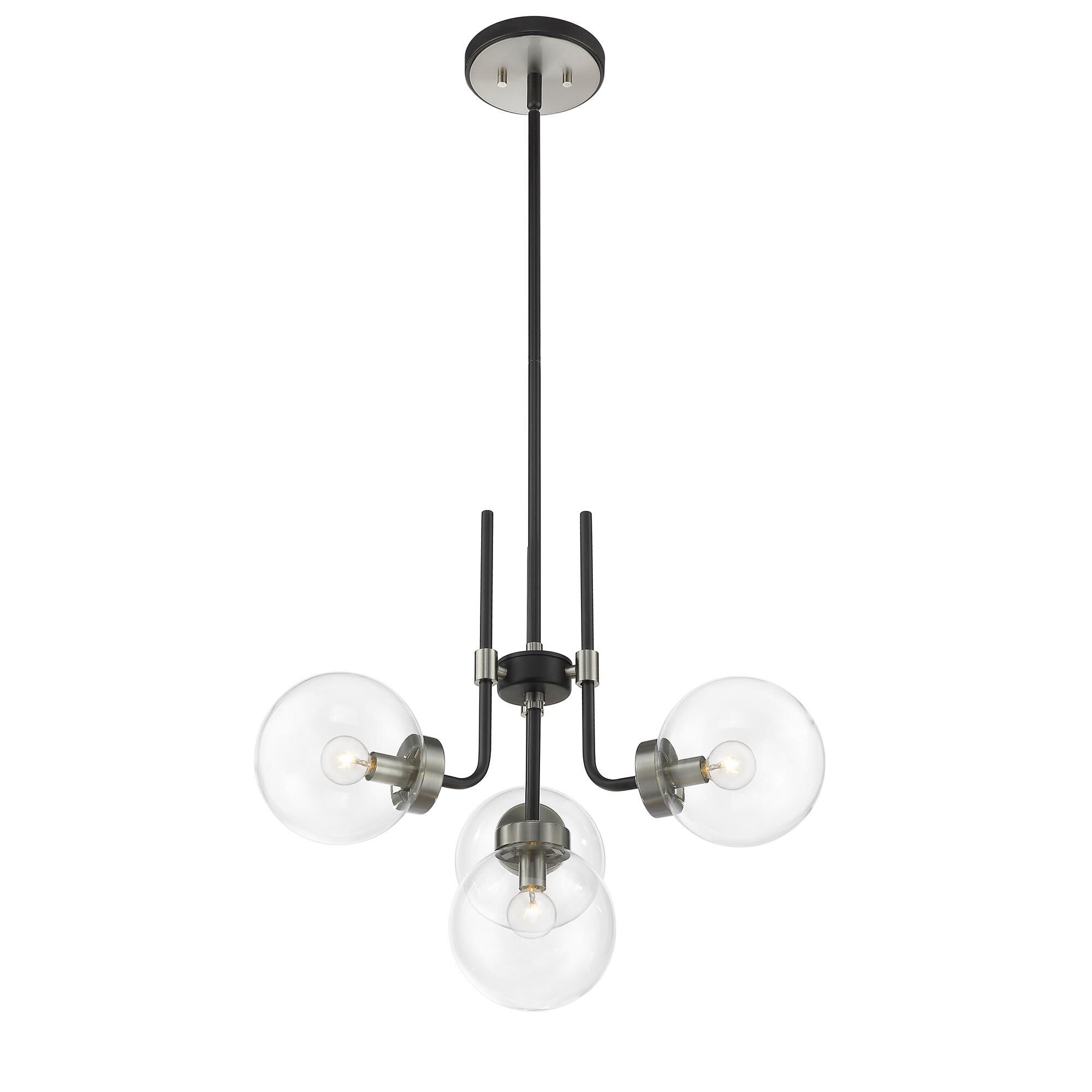Shown in Matte Black + Brushed Nickel finish and Glass shade