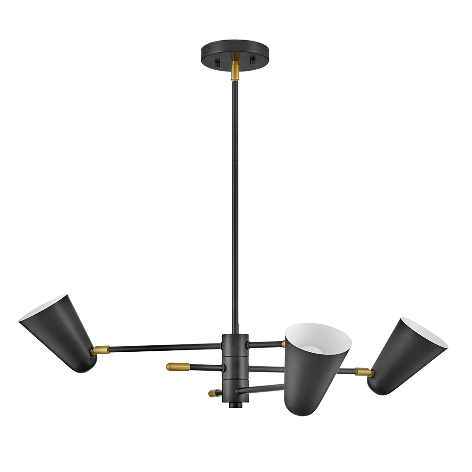 Shown in Black finish and Lacquered Brass accent