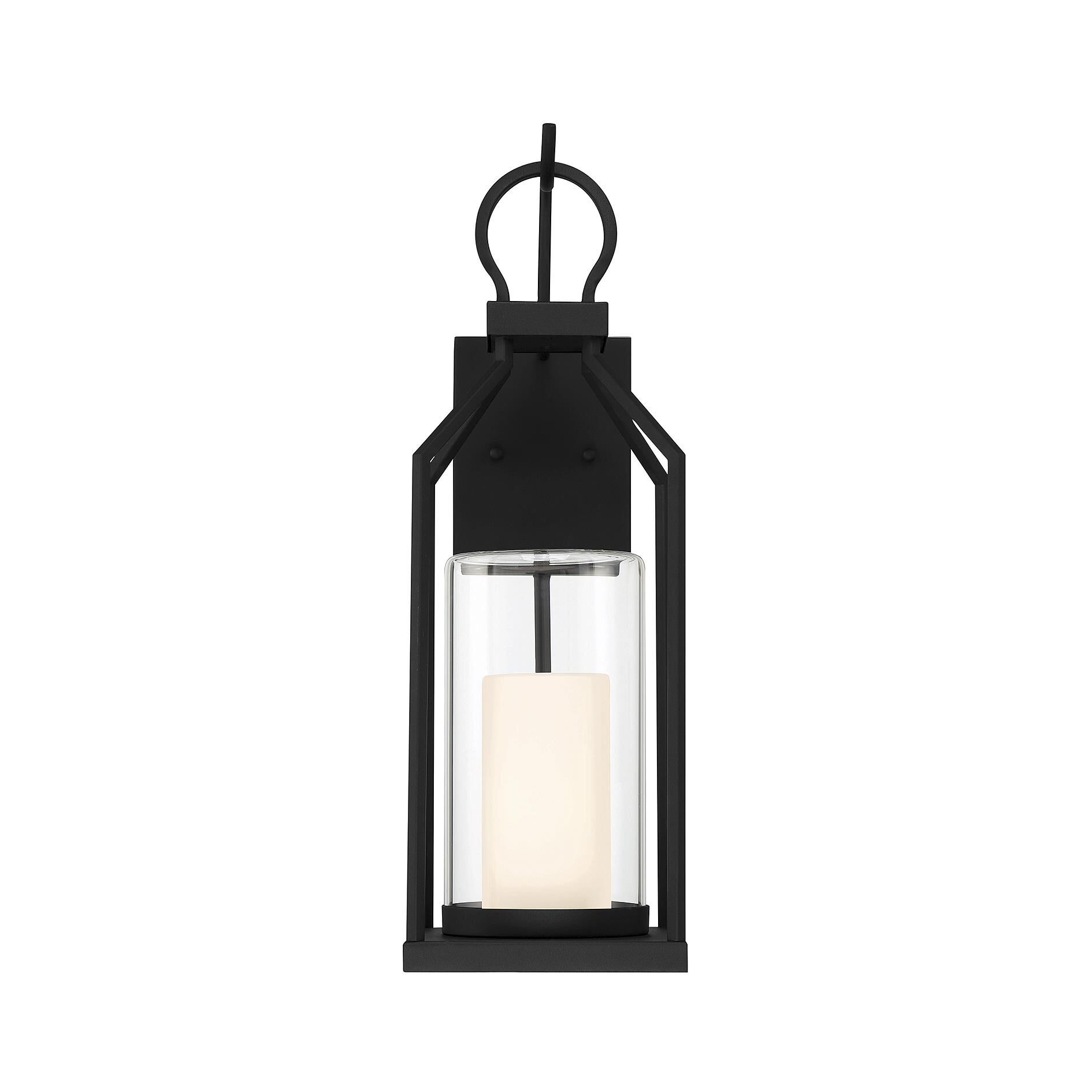 Shown in Matte Black finish and Clear Outer , White Opal Chimney glass and Glass shade