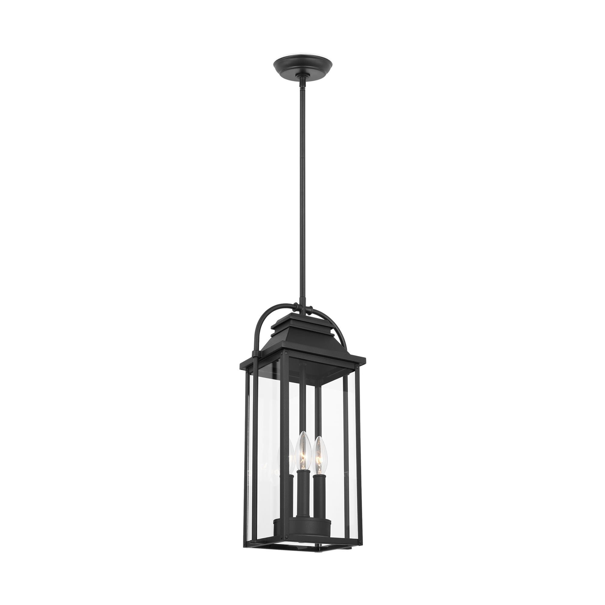 Shown in Textured Black finish and Clear Glass Panels And Clear Glass Panels shade