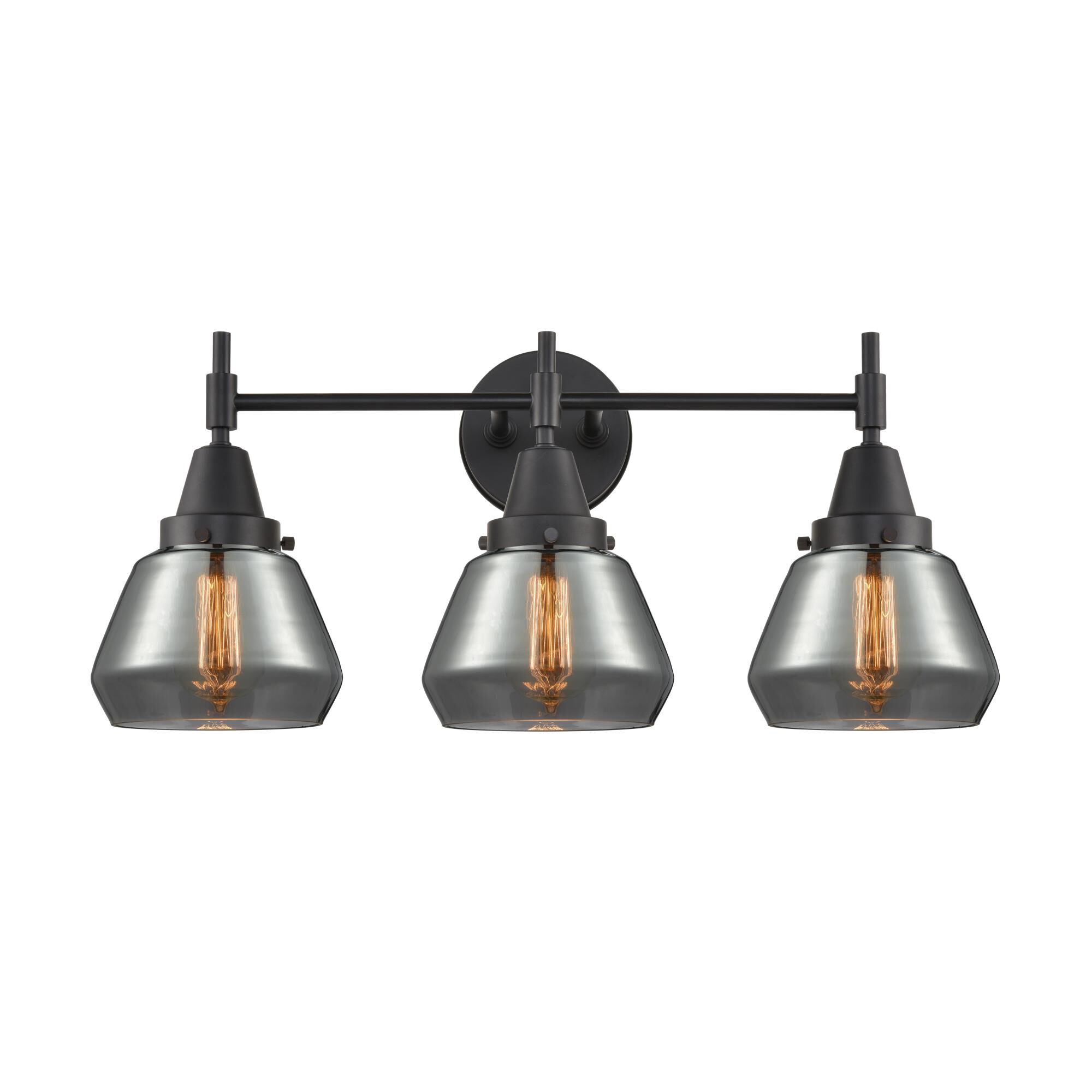 Shown in Matte Black finish and Plated Smoke Large Cone glass