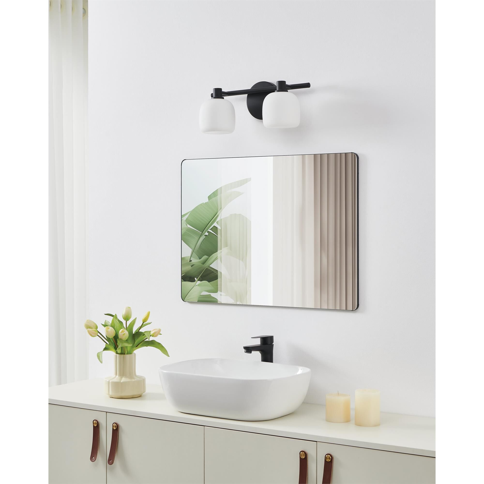Shown in Matte Black finish and Etched Opal glass