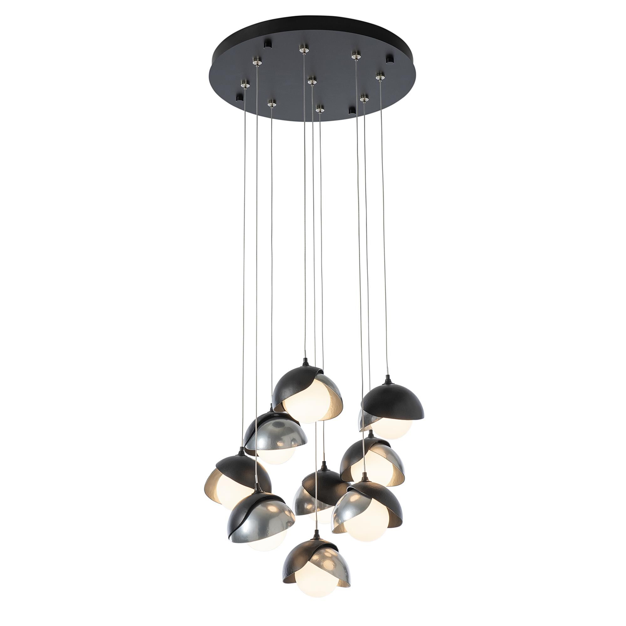 Shown in Black finish and Opal glass and Sterling accent