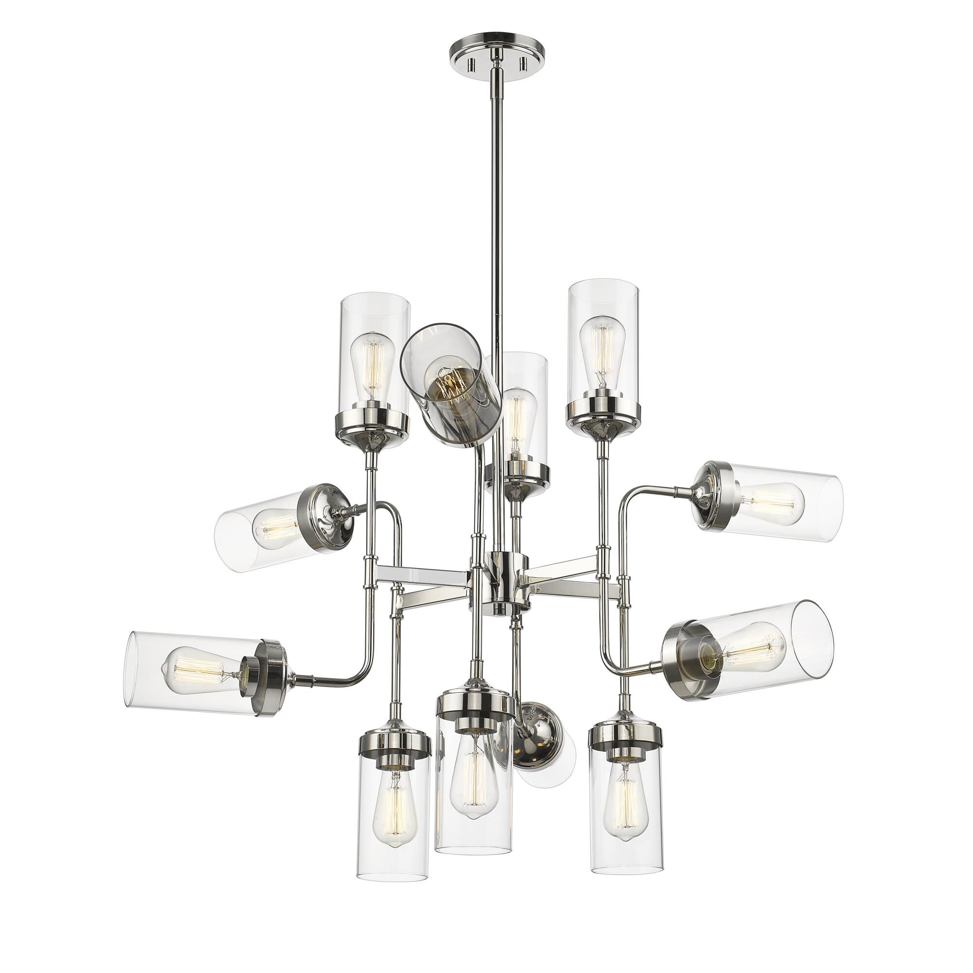 Shown in Polished Nickel finish and Glass shade