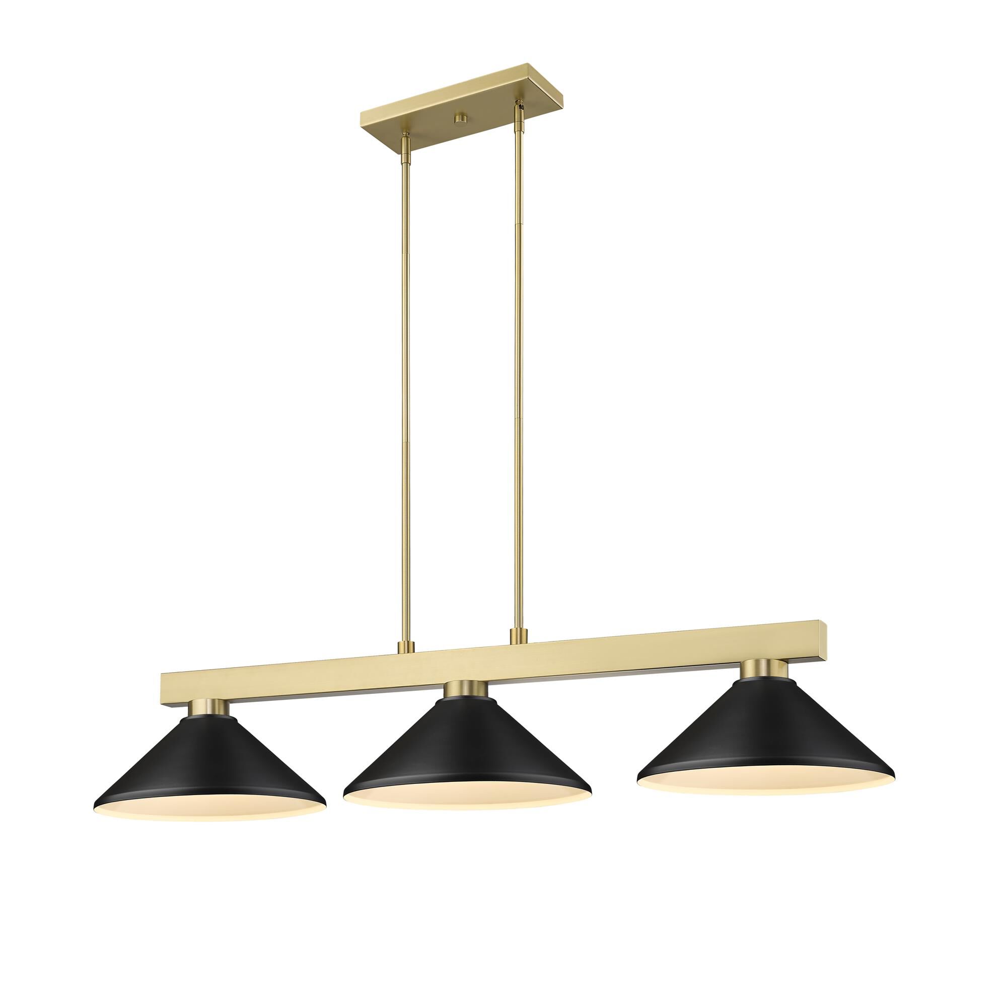 Shown in Modern Gold finish and Matte Black glass and Matte Black shade