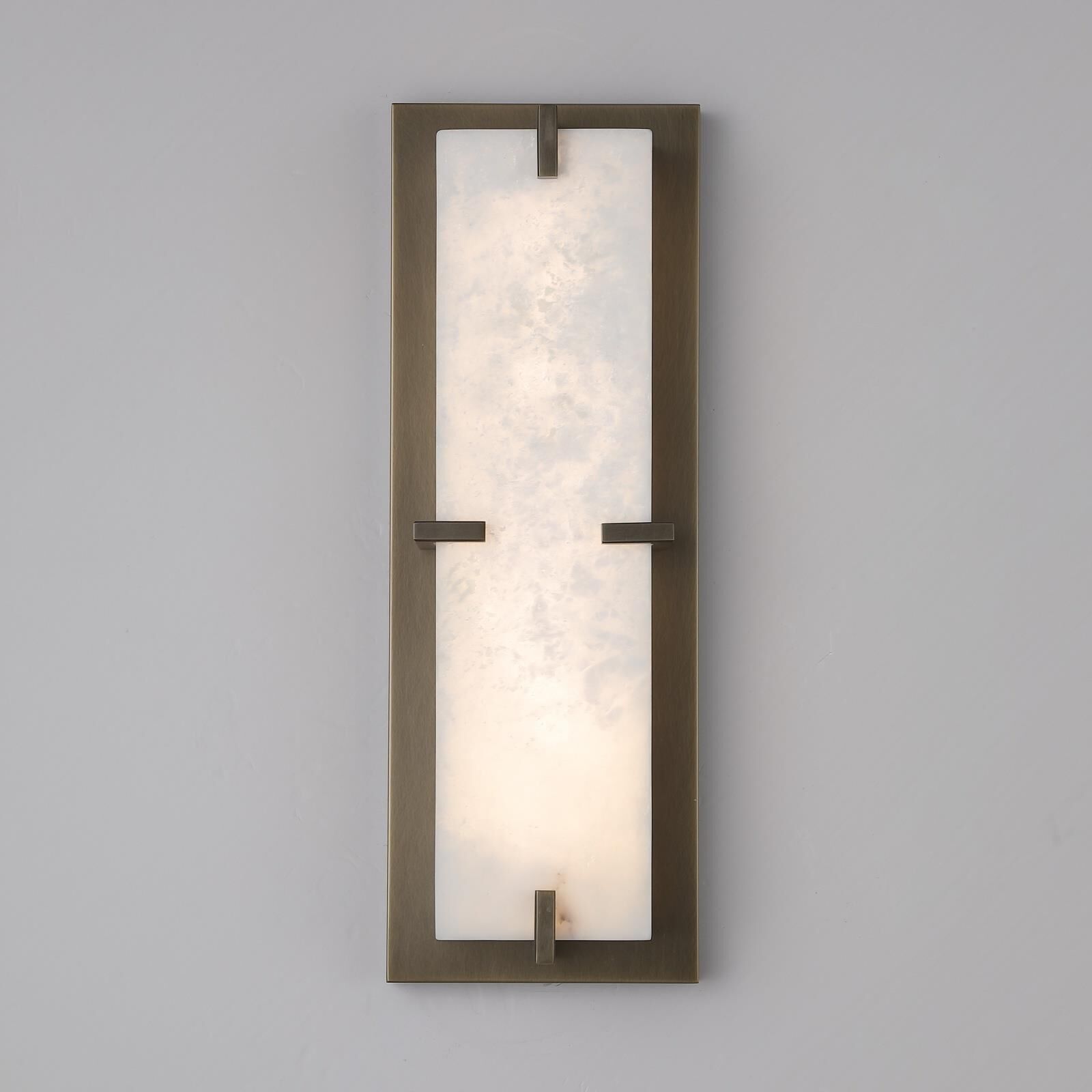 Shown in Alabster and Aged Brass finish