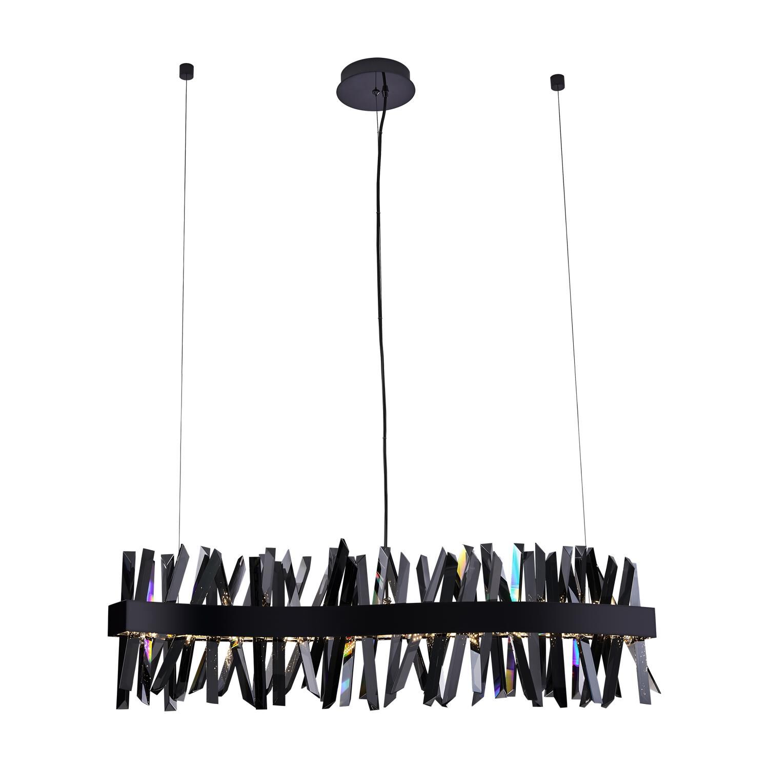 Shown in Black Nickel finish and Smoked Firenze crystal