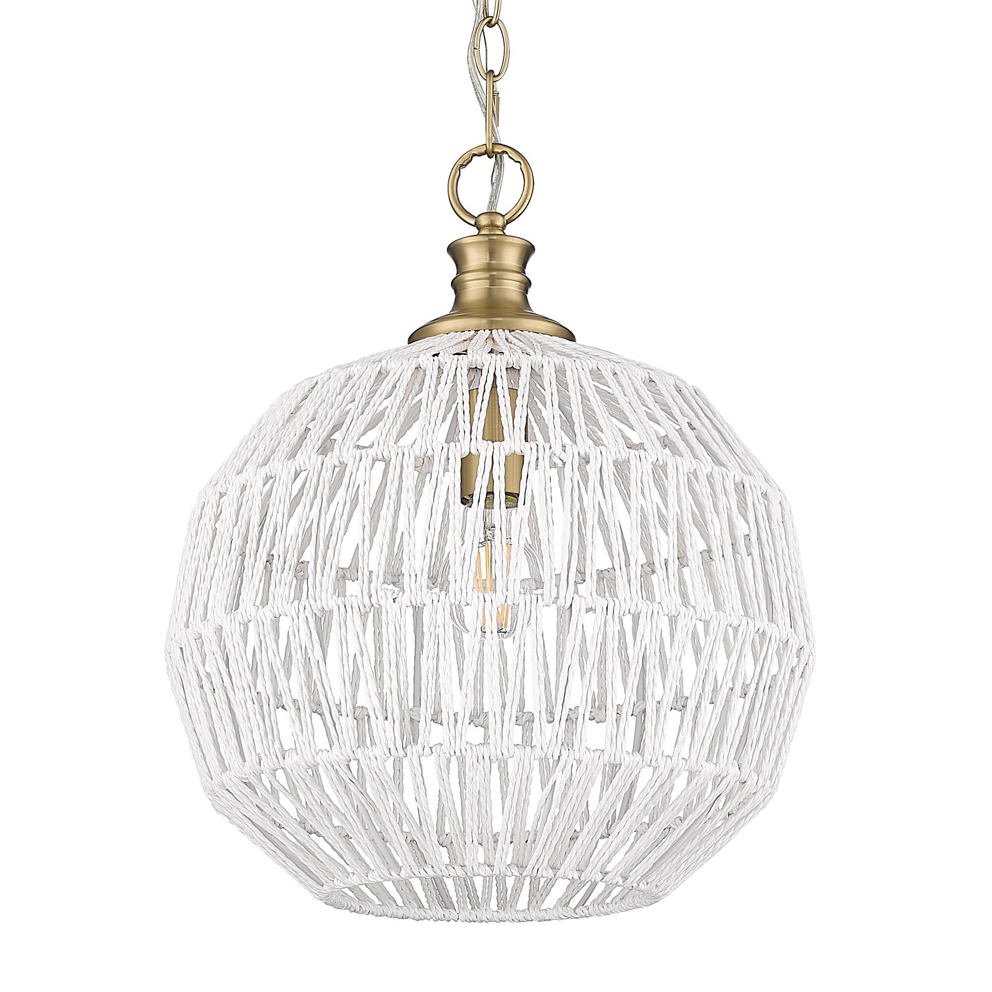 Shown in Brushed Champagne Bronze finish and Bleached White Raphia Rope shade