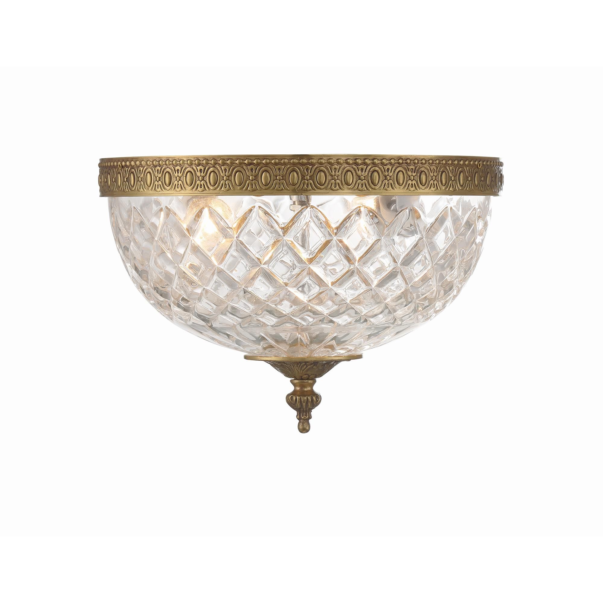 Shown in Olde Brass finish and Lead Crystal glass and Lead Crystal shade
