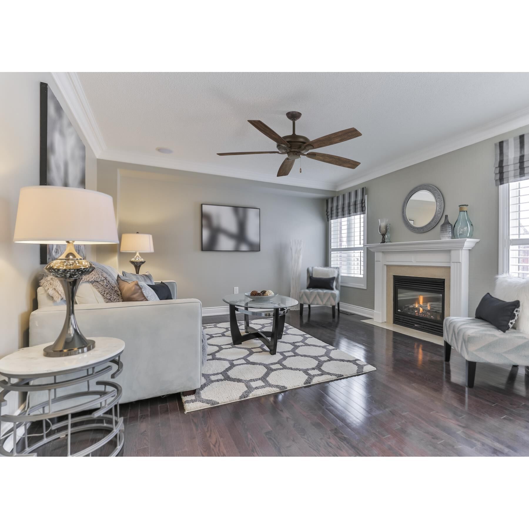 Shown in Oil Rubbed Bronze finish and Oil Rubbed Bronze glass and Fabric shade