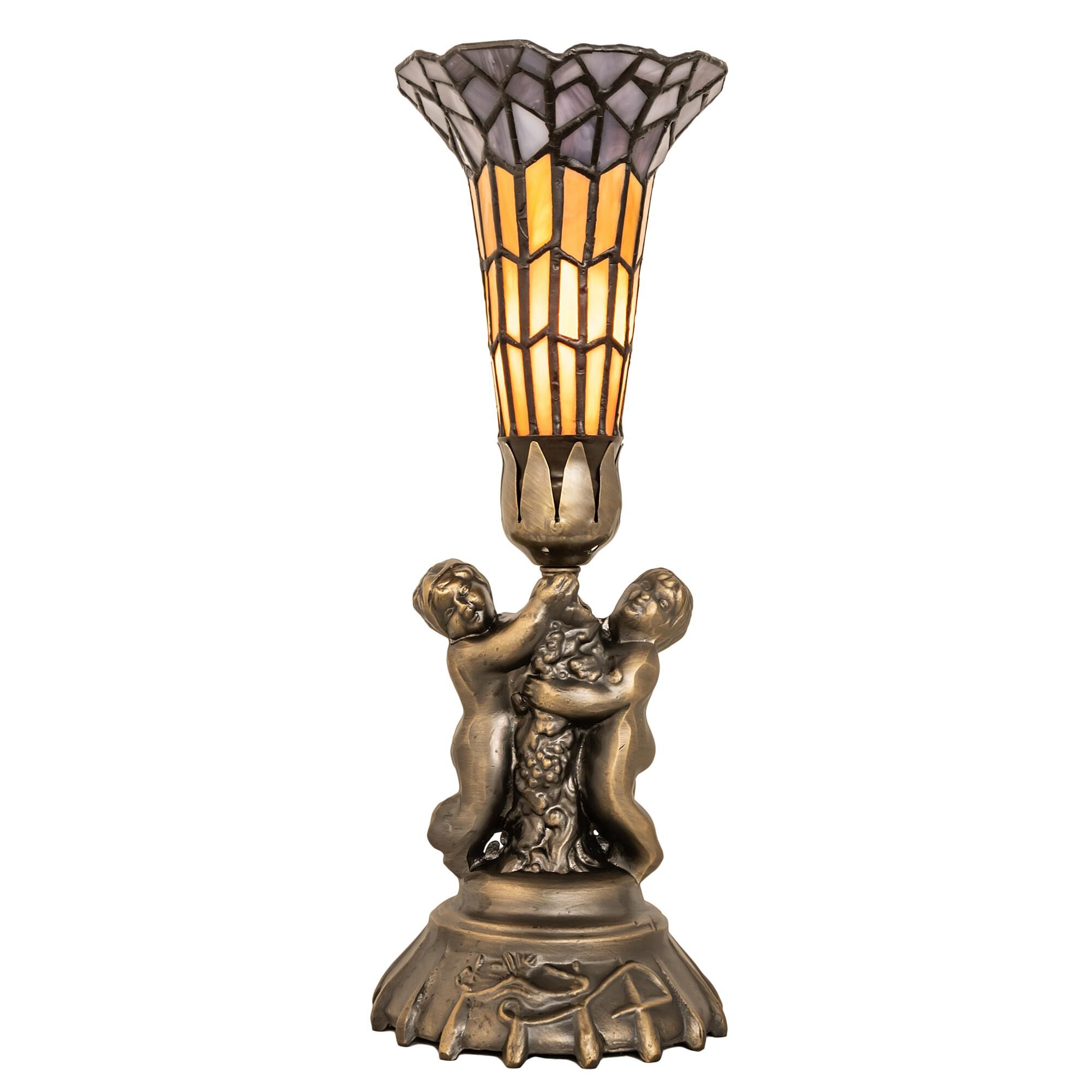 Shown in Antique Brass finish and Ruby;Violet glass