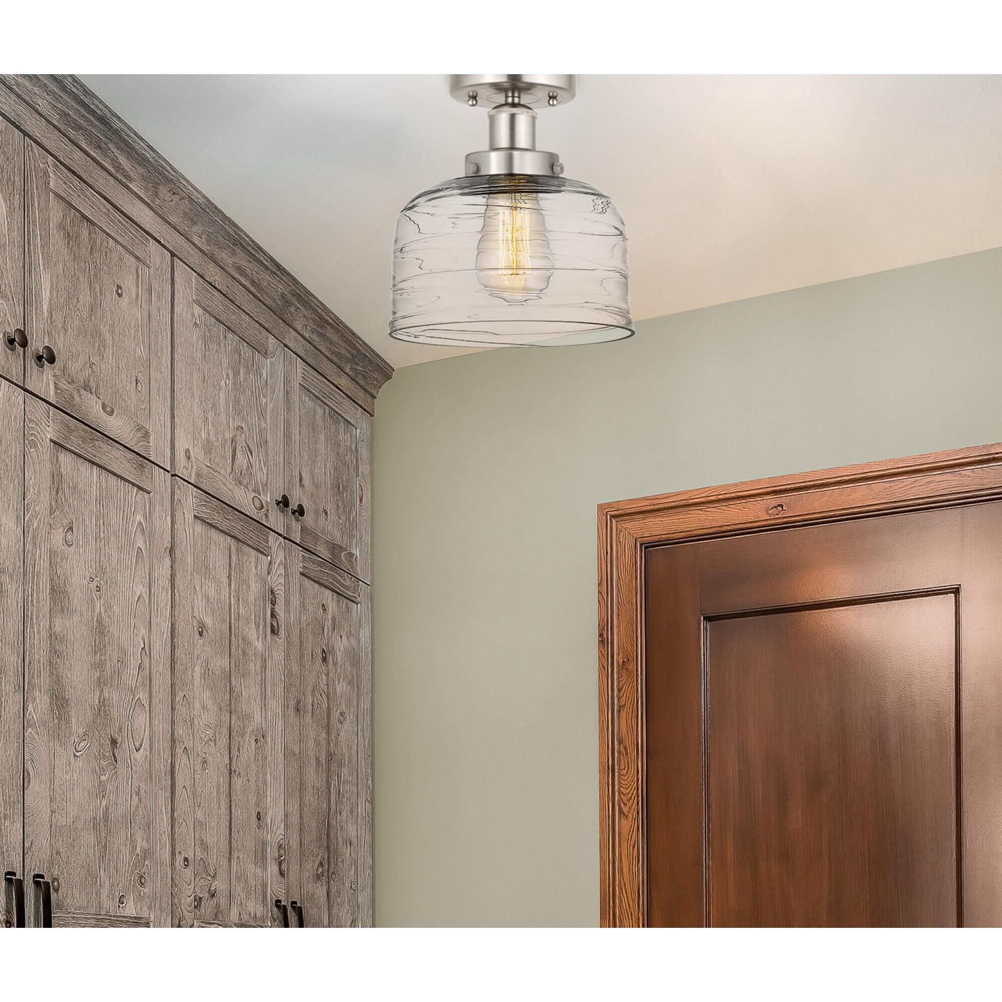 Shown in Brushed Satin Nickel  finish and Plated Smoke glass