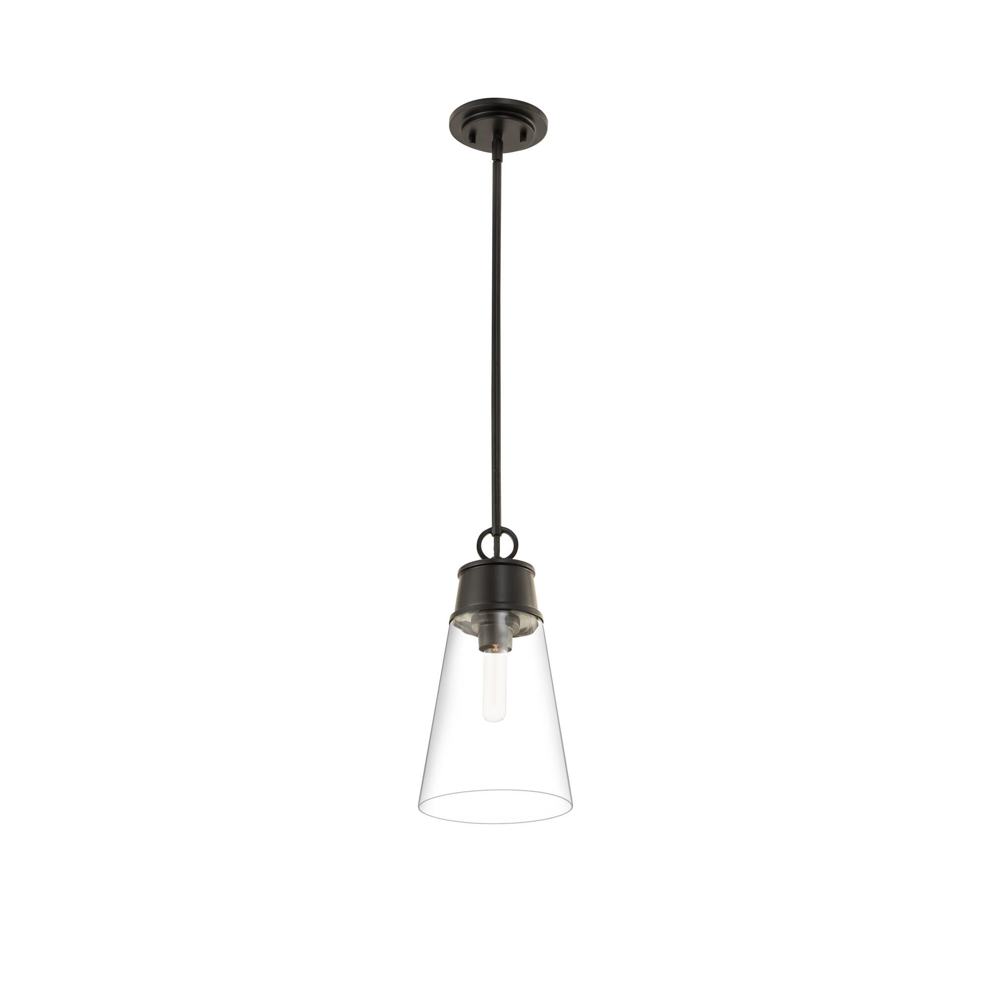 Shown in Matte Black finish and Glass shade