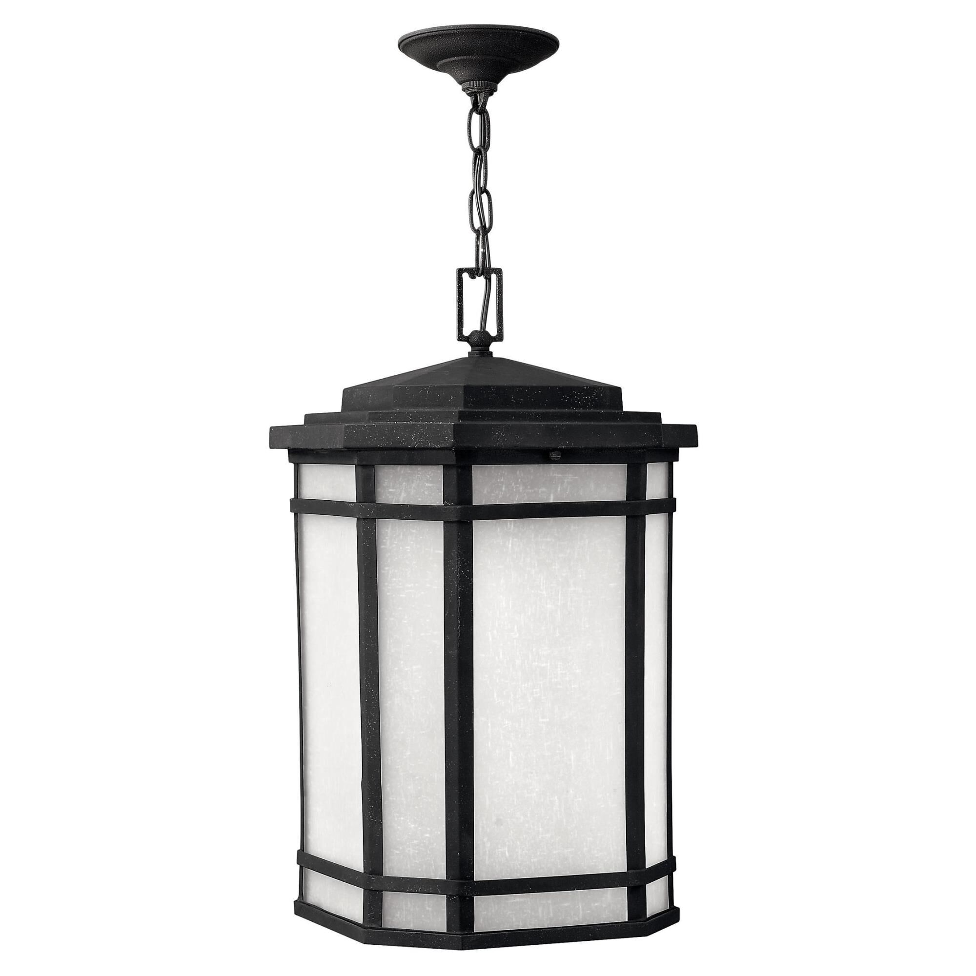 Shown in Vintage Black finish and White Linen glass