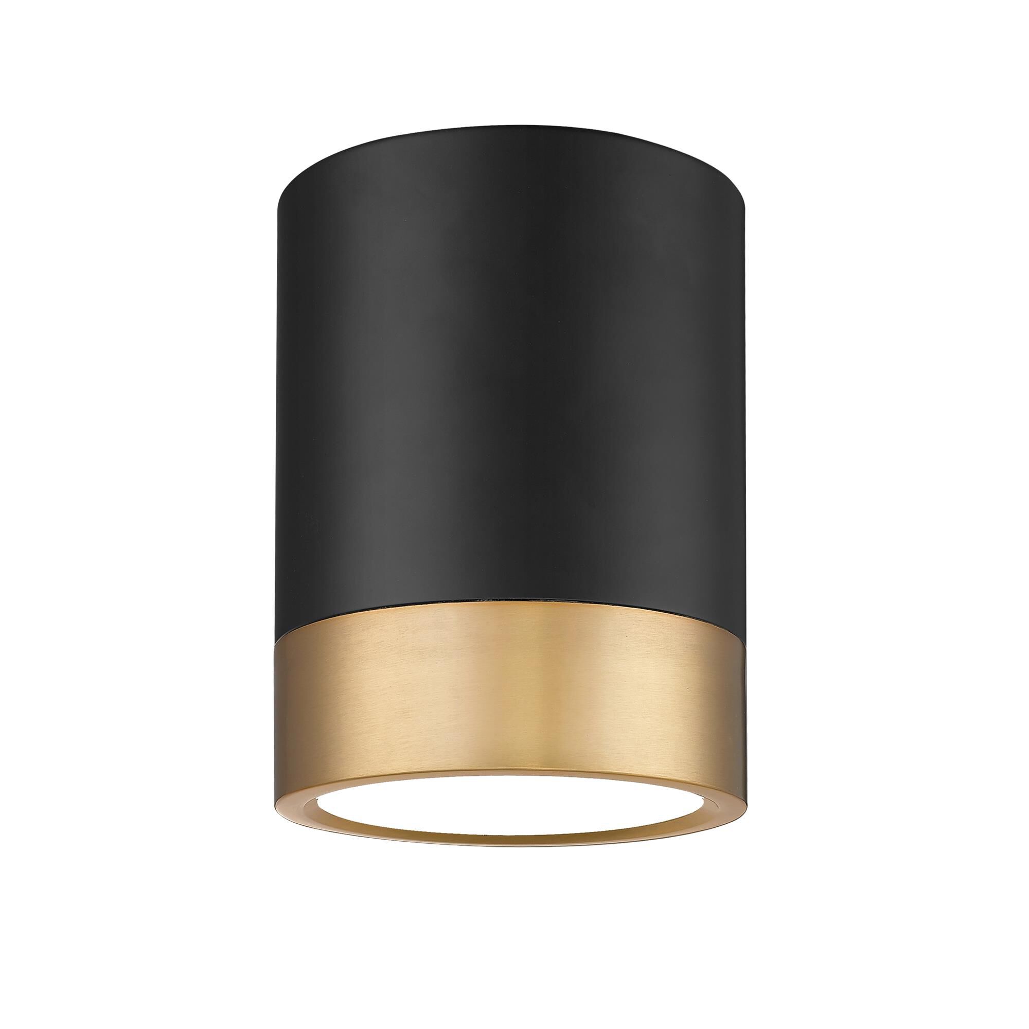Shown in Matte Black + Modern Gold finish and Frosted glass and Frosted shade
