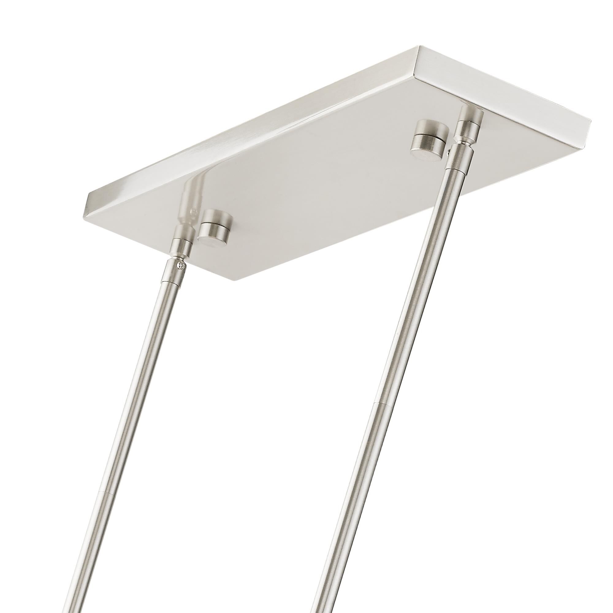 Shown in Brushed Nickel finish and Hand Crafted Oatmeal Color Hardback Fabric With White Fabric Inside shade